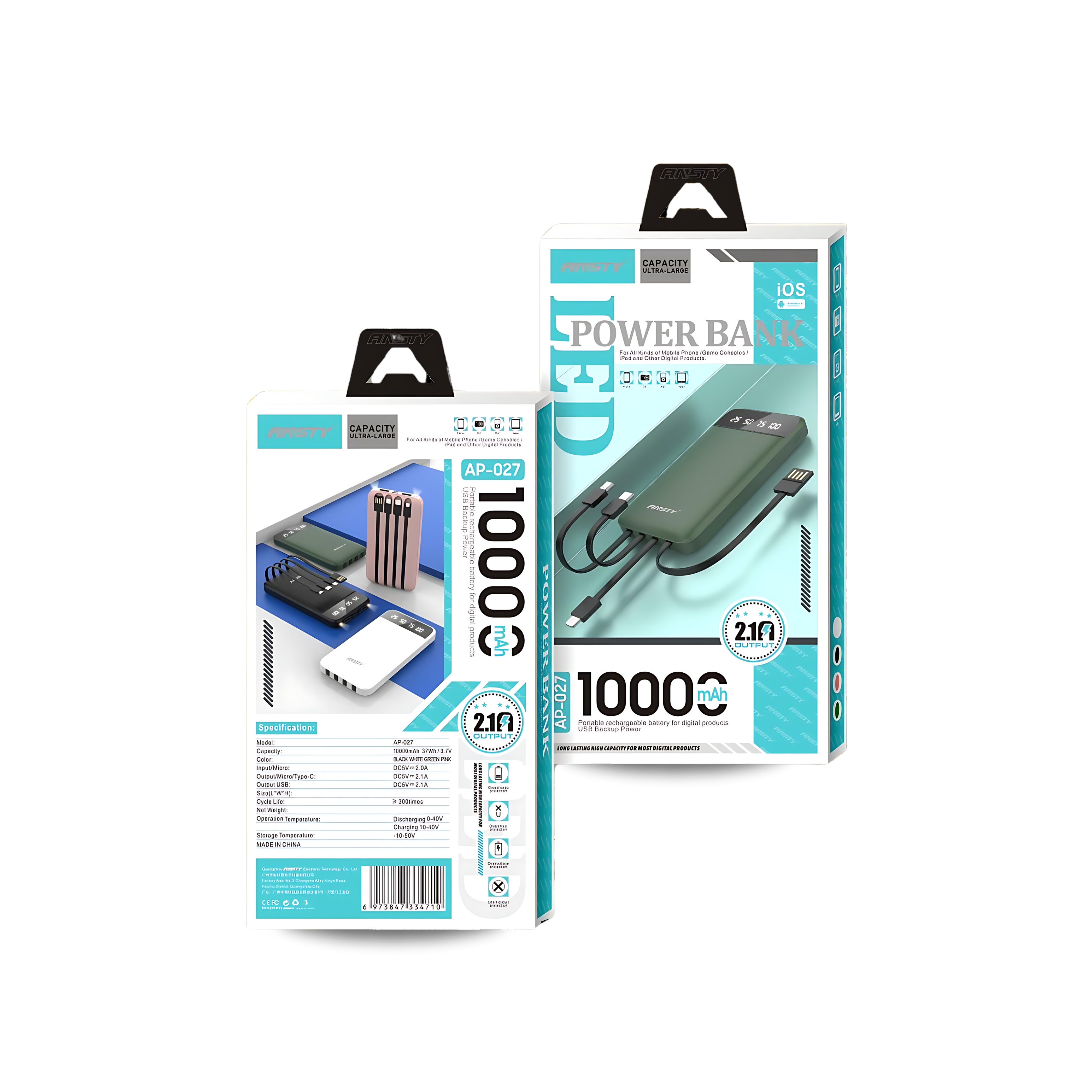 POWER BANK AP-027 3IN1 CABLE (10000mAh)