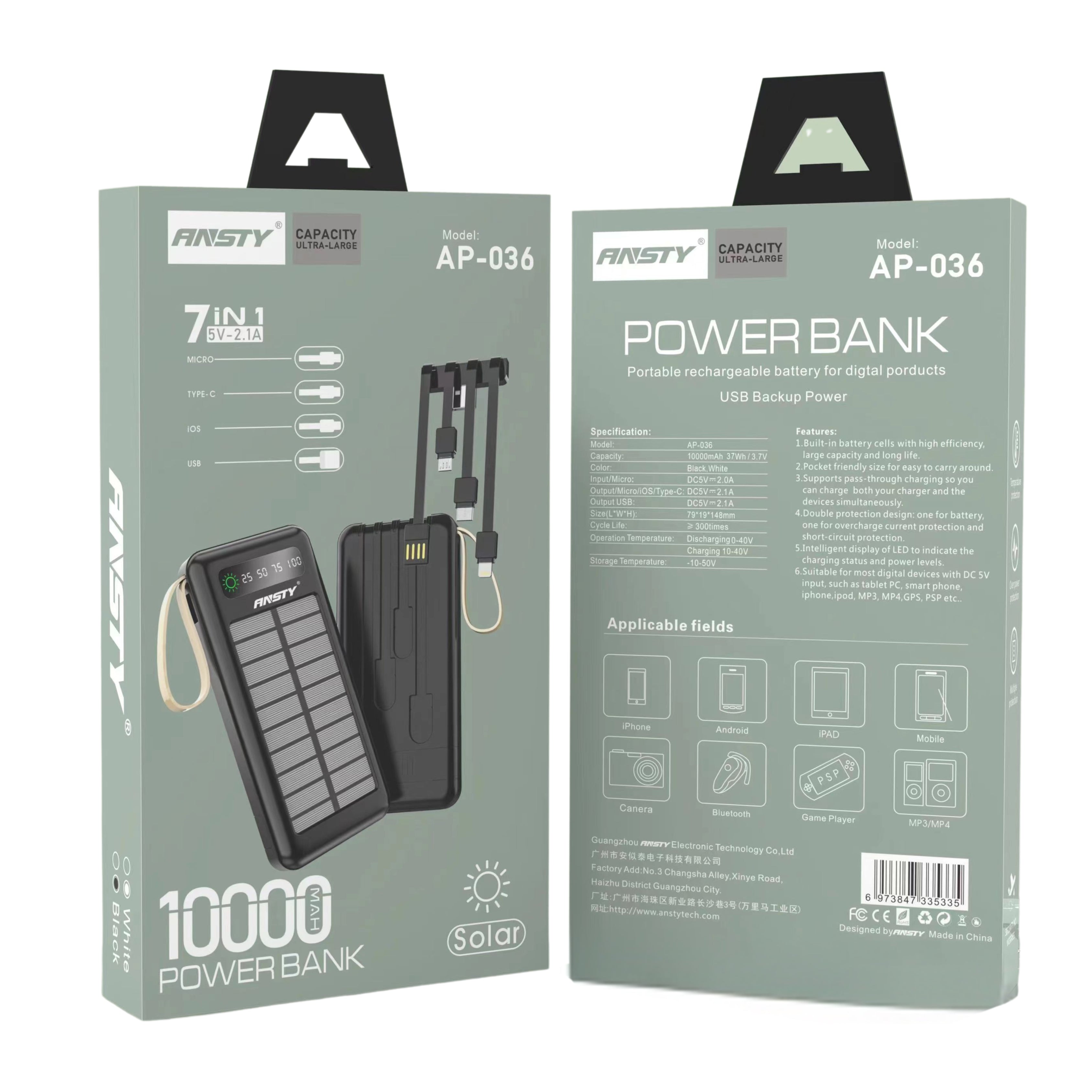SOLAR POWER BANK AP-036 (10000mAh)