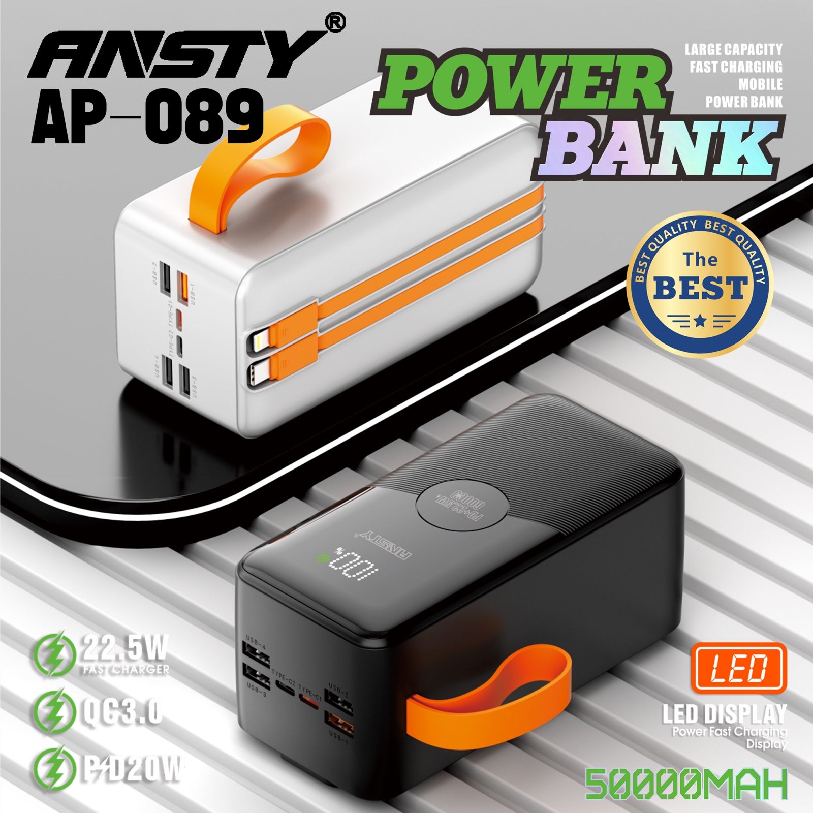 Power Bank AP-089 50000mAh – Ultra High Capacity with Fast Charging