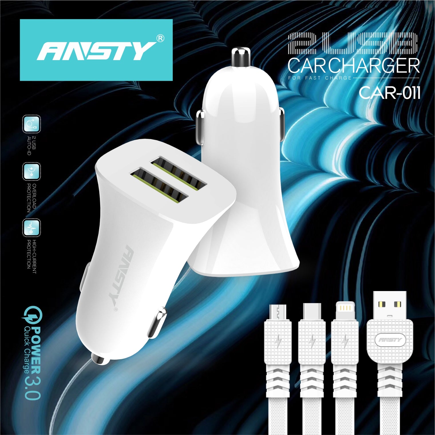 CAR-011-A Dual USB Car Charger with Micro USB Cable