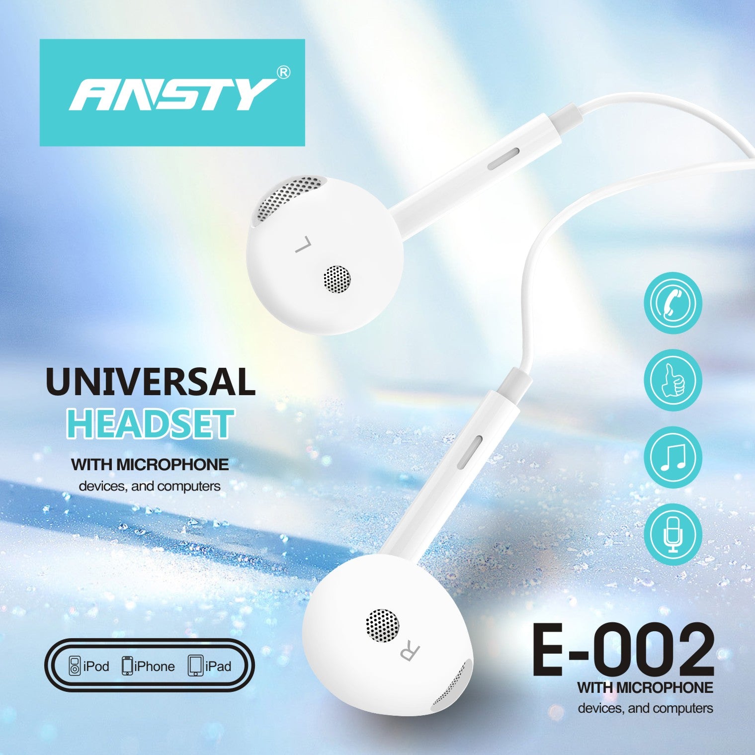E-002 Earphones Hi-Fi Stereo Bass with Mic