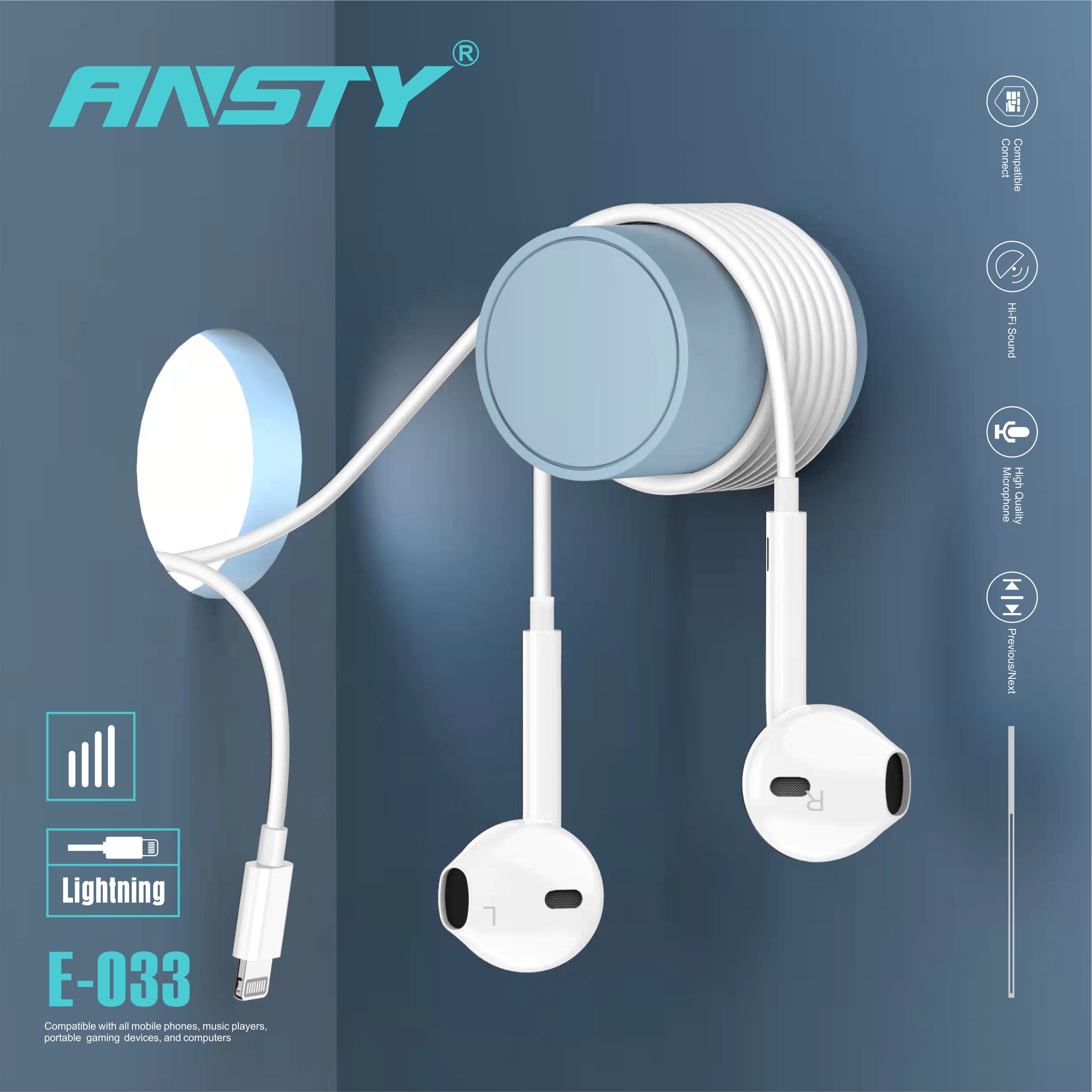 E-033 Lightning Wired Earphones