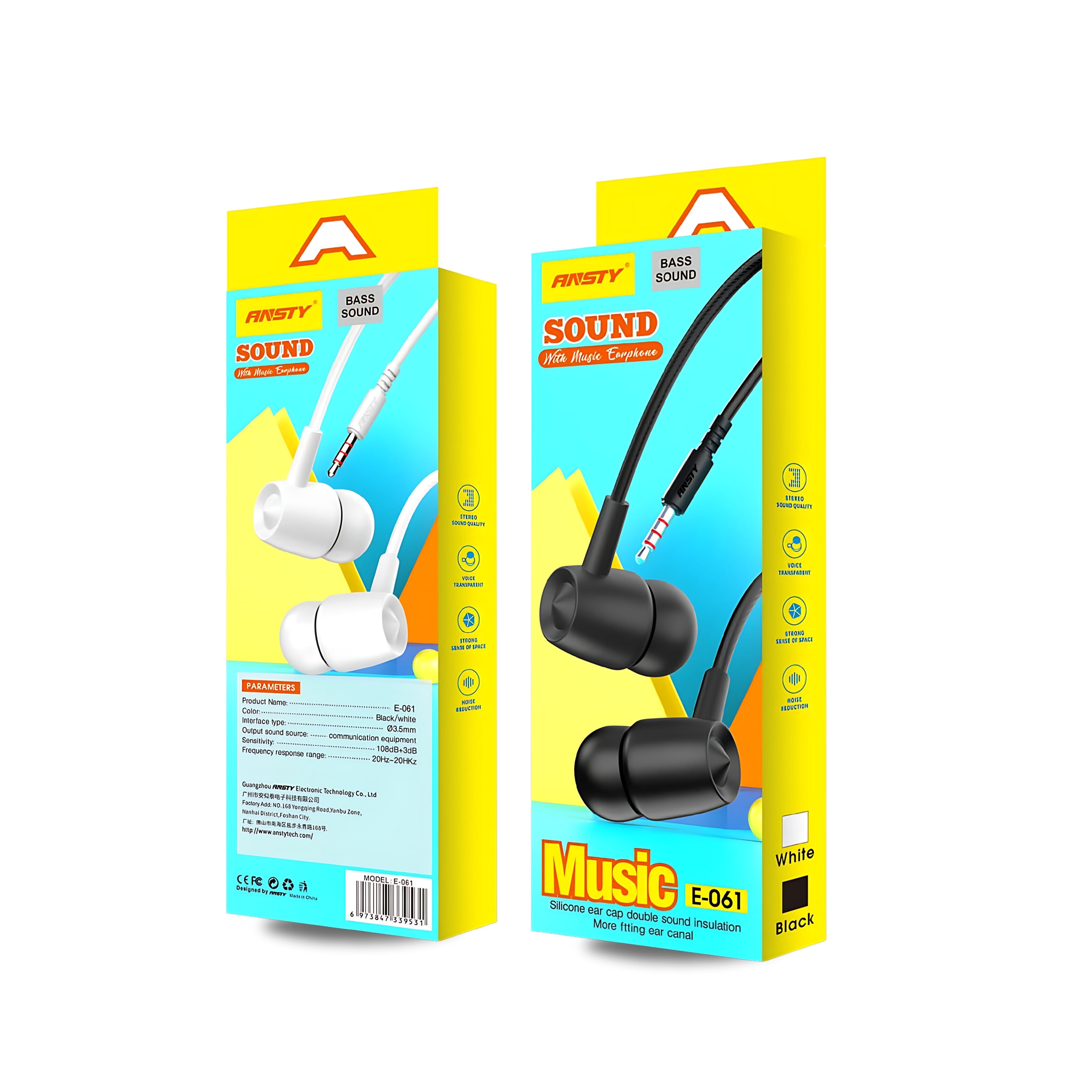E-061 Bass Sound Stereo Earphones (3.5mm)