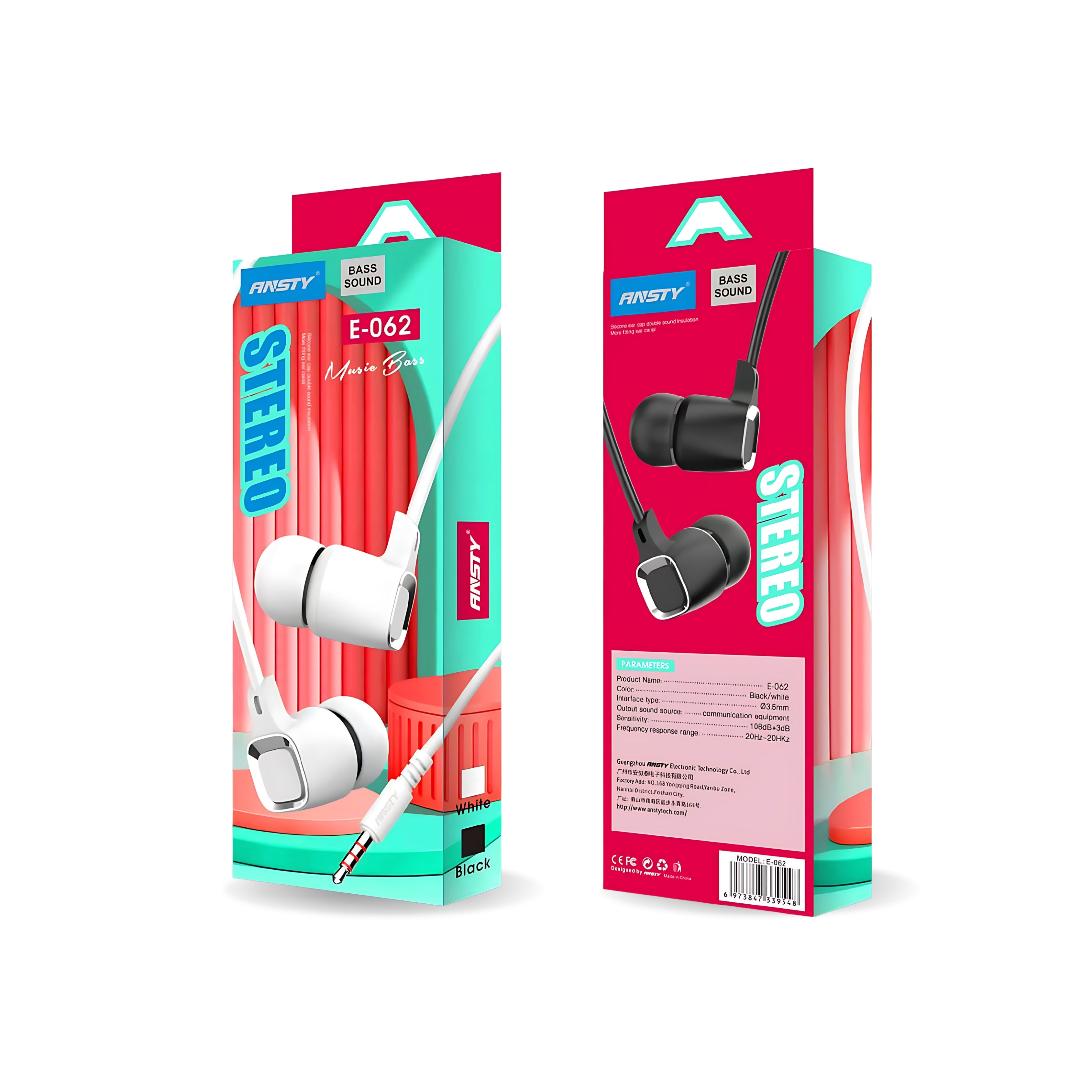 E-062 Bass Sound Stereo Earphones (3.5mm)