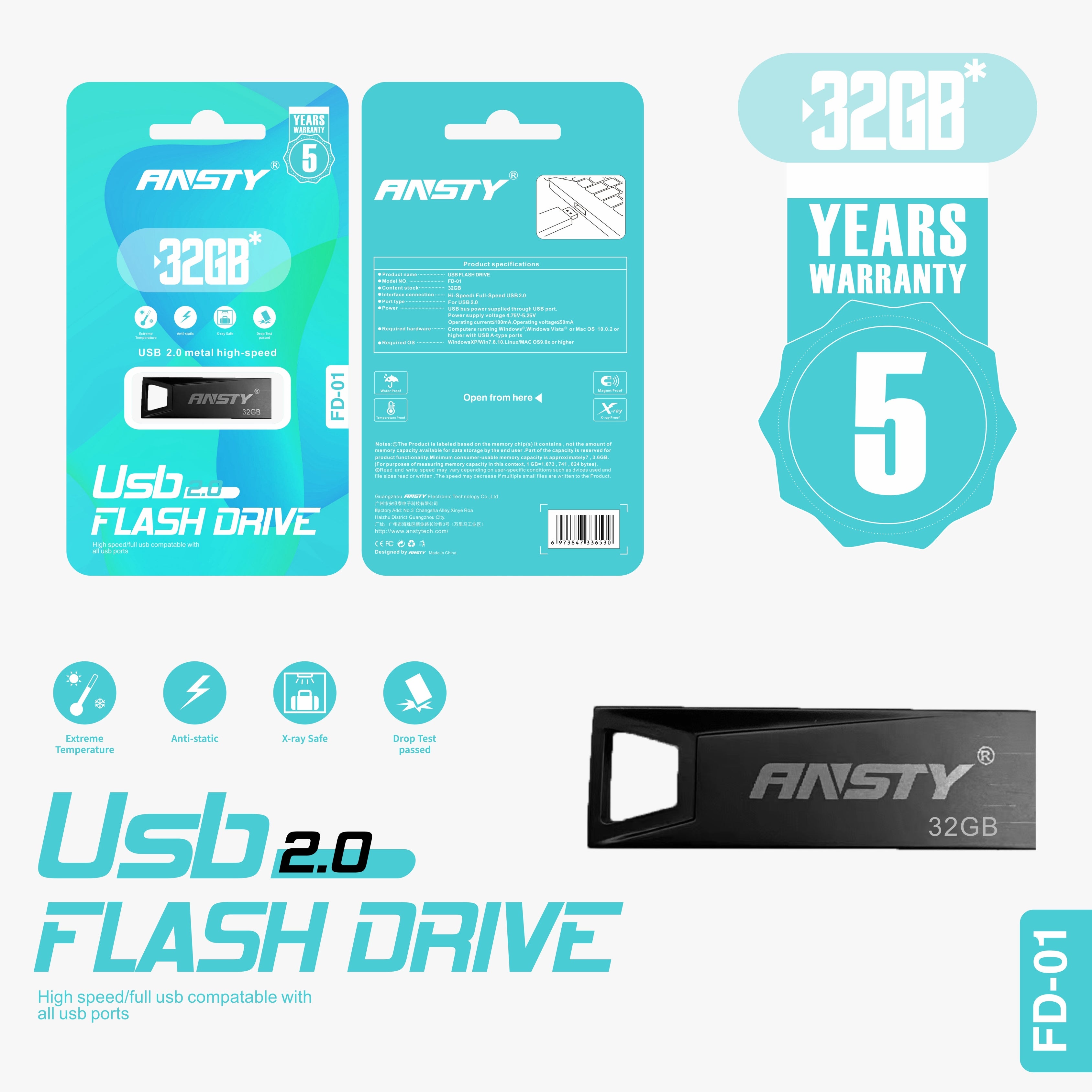 USB 2.0 FLASH DRIVE 32GB PENDRIVE FD-01