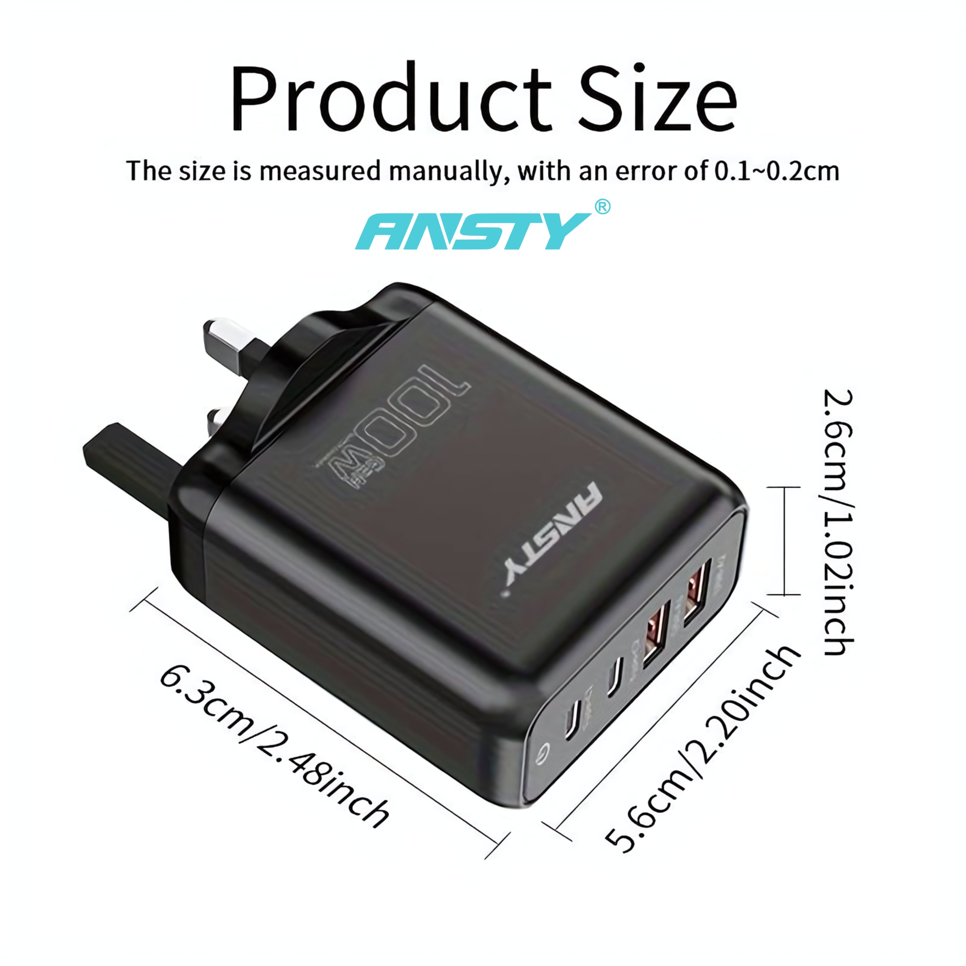 GNK-03-PT 100W GaN Fast Charger – 2 USB-C + 2 USB-A | CN Plug