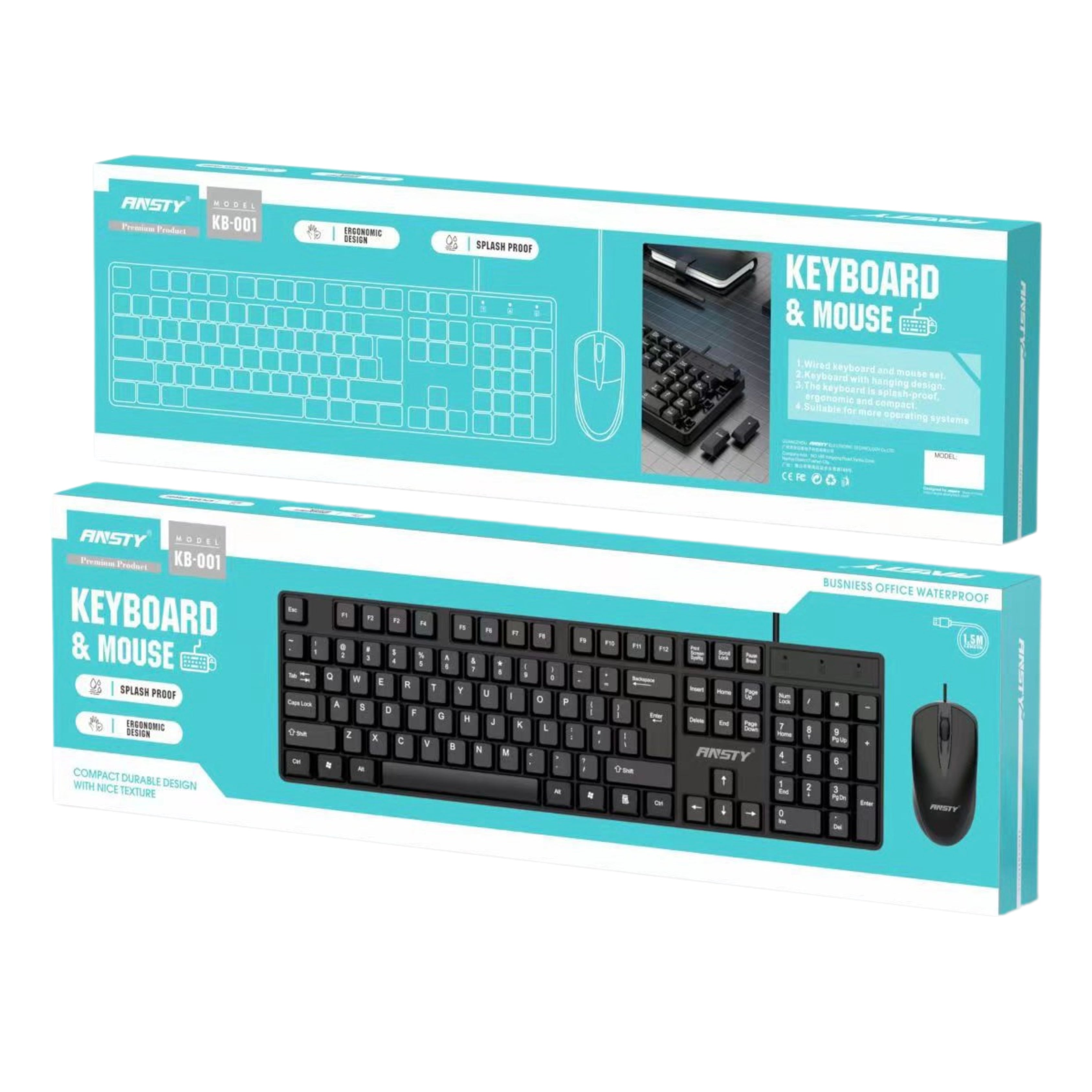 Waterproof Office Keyboard & Mouse Set KB-001