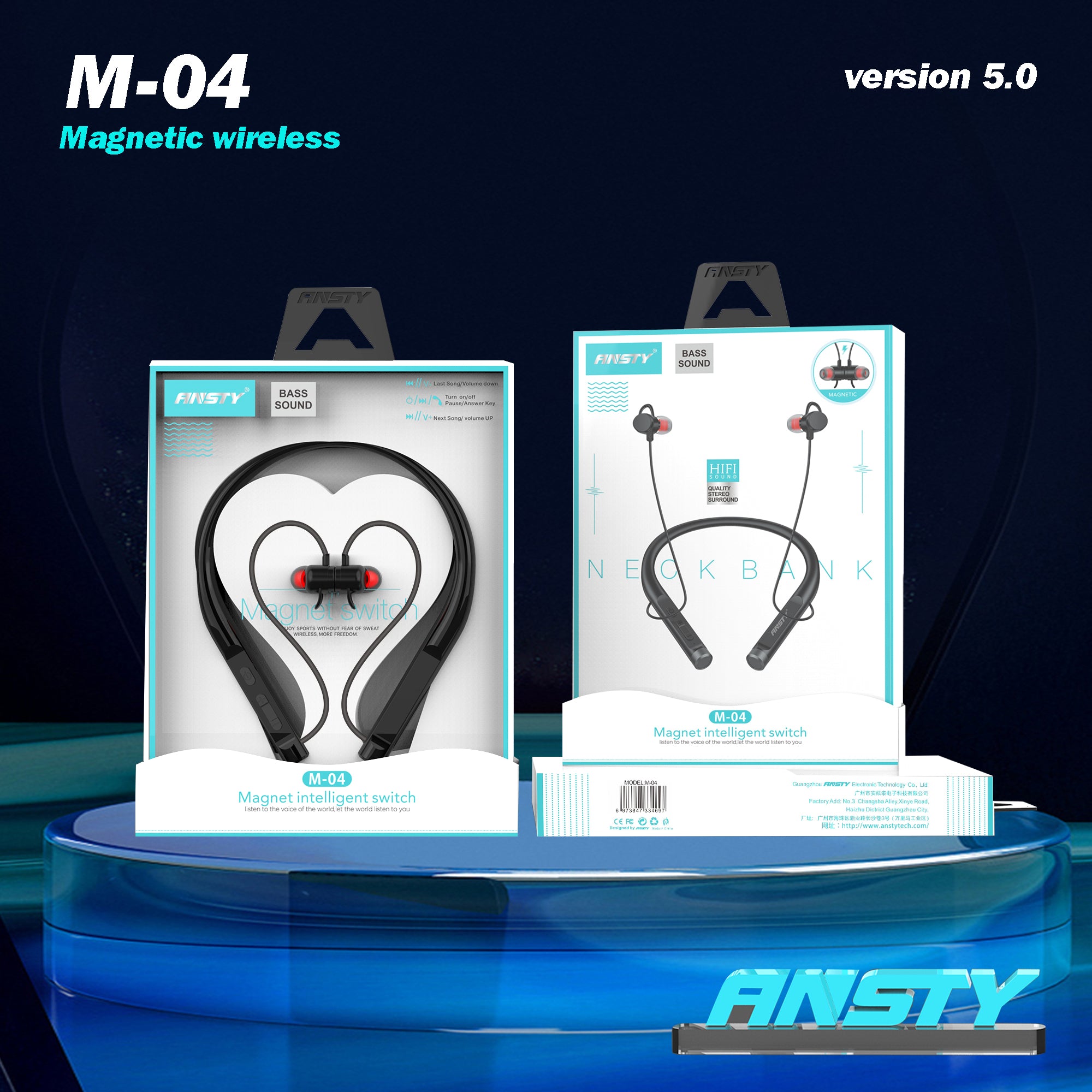 Magnet Bluetooth Sport Neckband Headset M-04