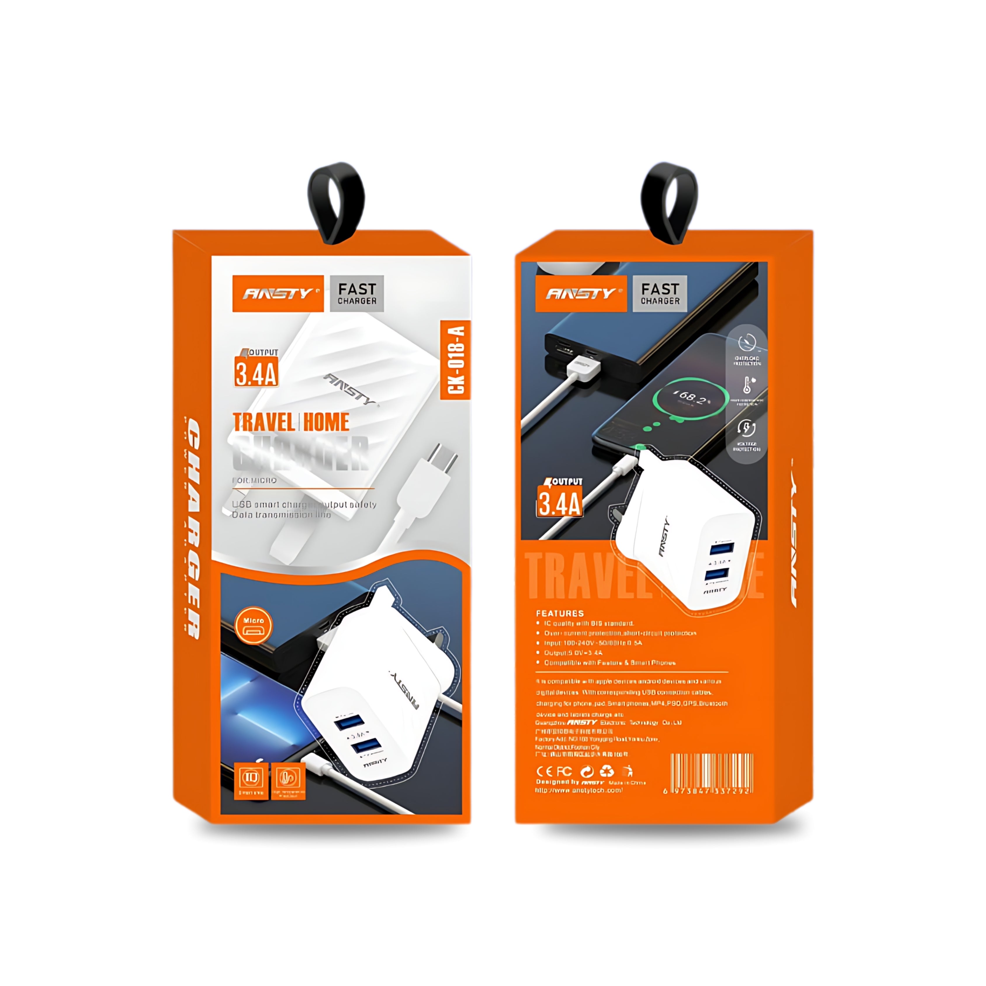 3.4A Travel Home Charging Adapter For Micro CK-018-A