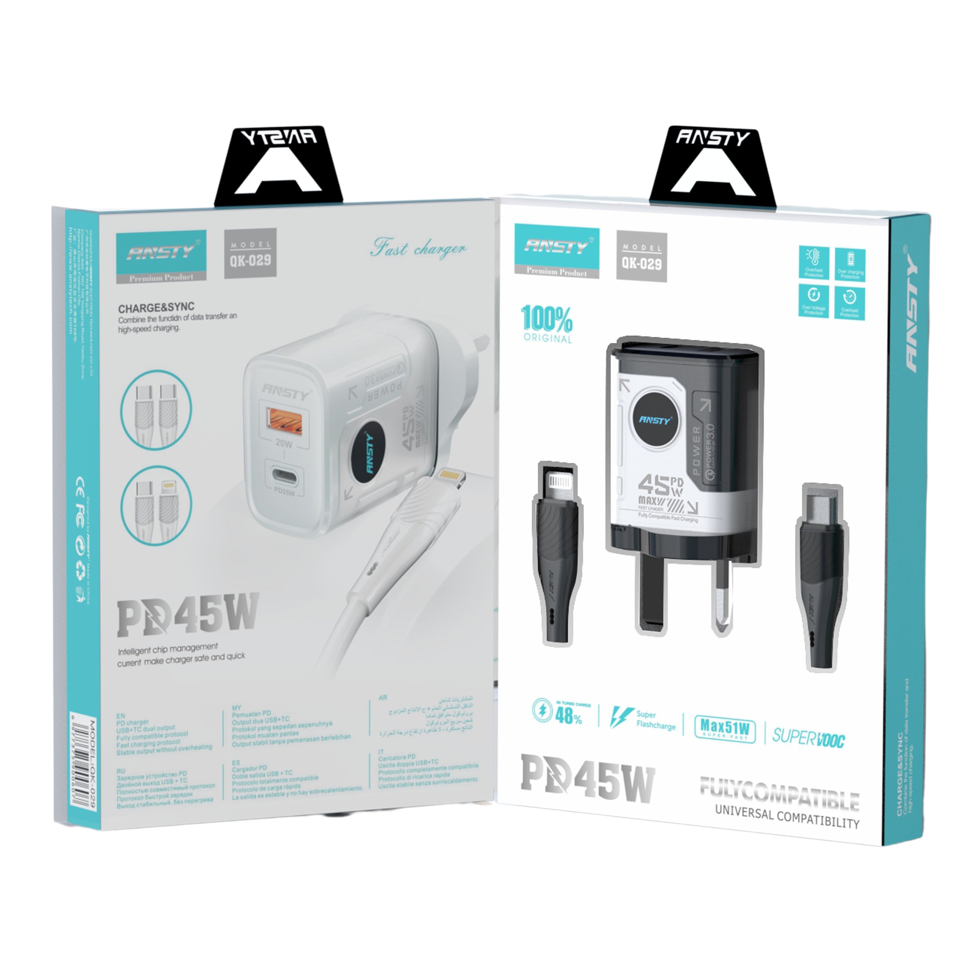 PD 45W Fast Charging Adapter QK-029-PT