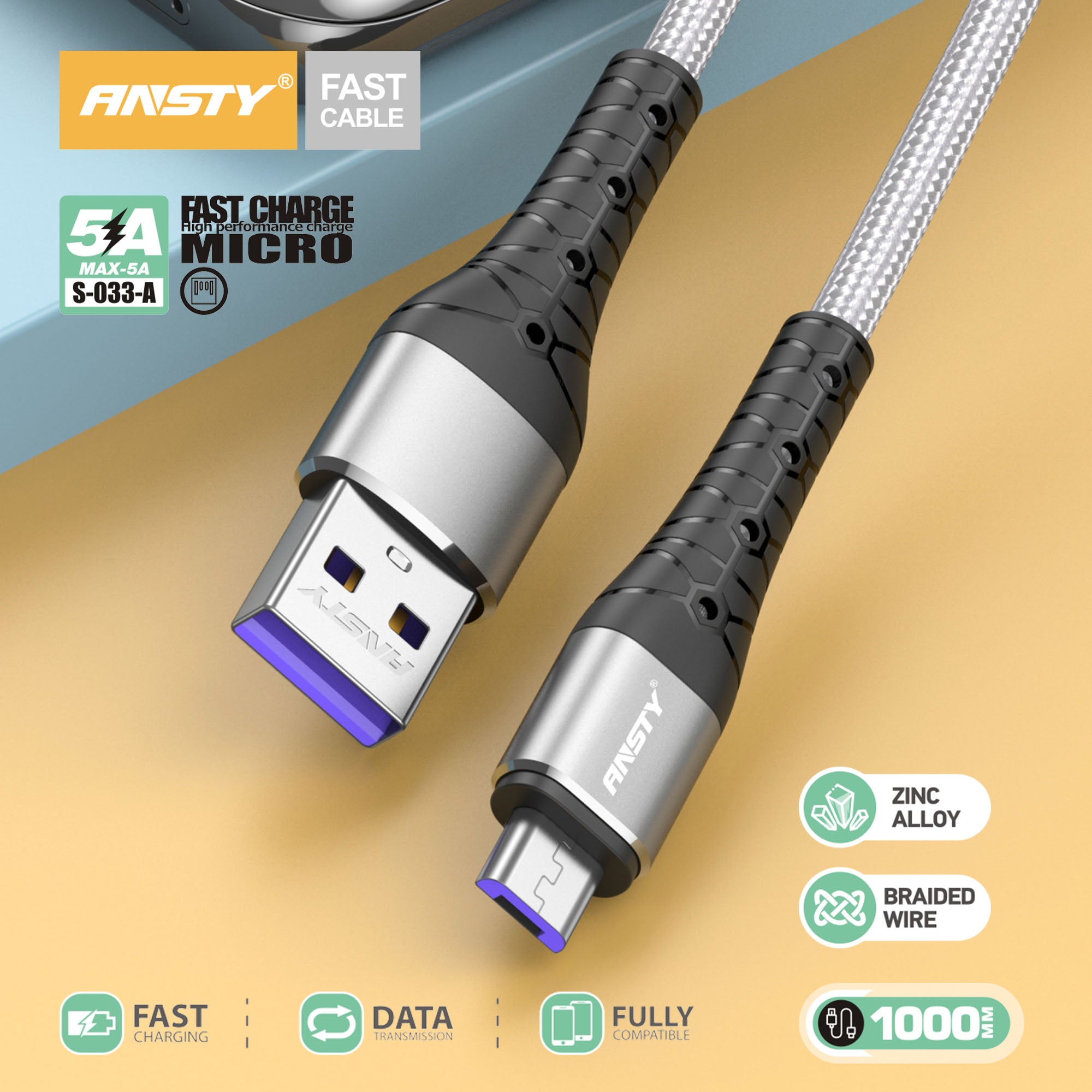 Micro USB Fast Charging & Data Cable S-033-A