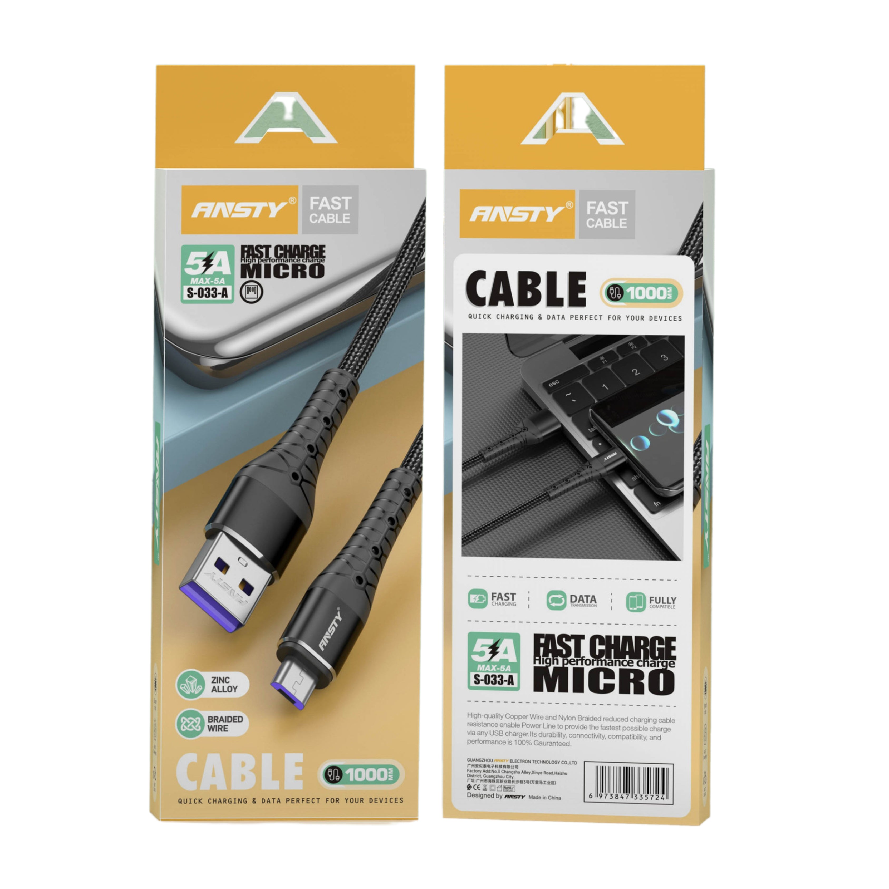 Micro USB Fast Charging & Data Cable S-033-A