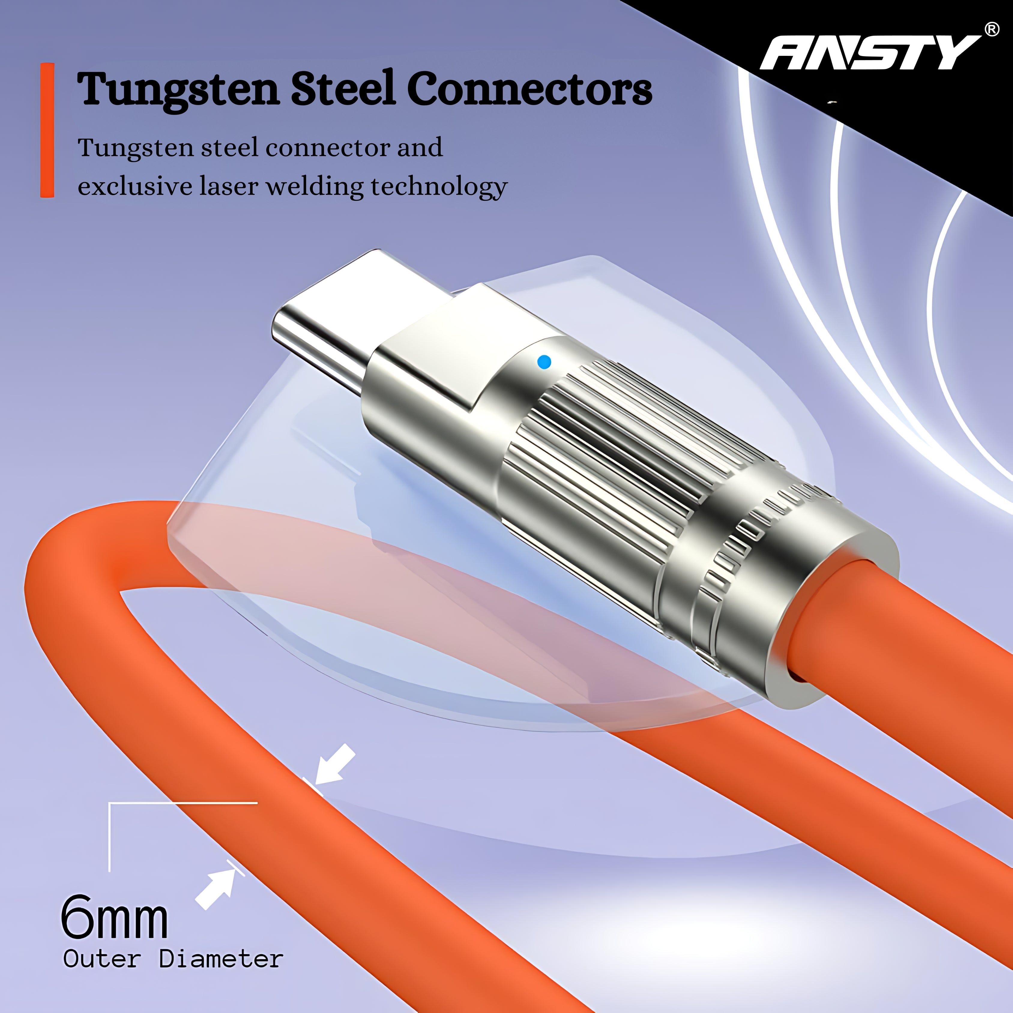 100W Type-C Fireproof Silicone Data Cable S-050-T