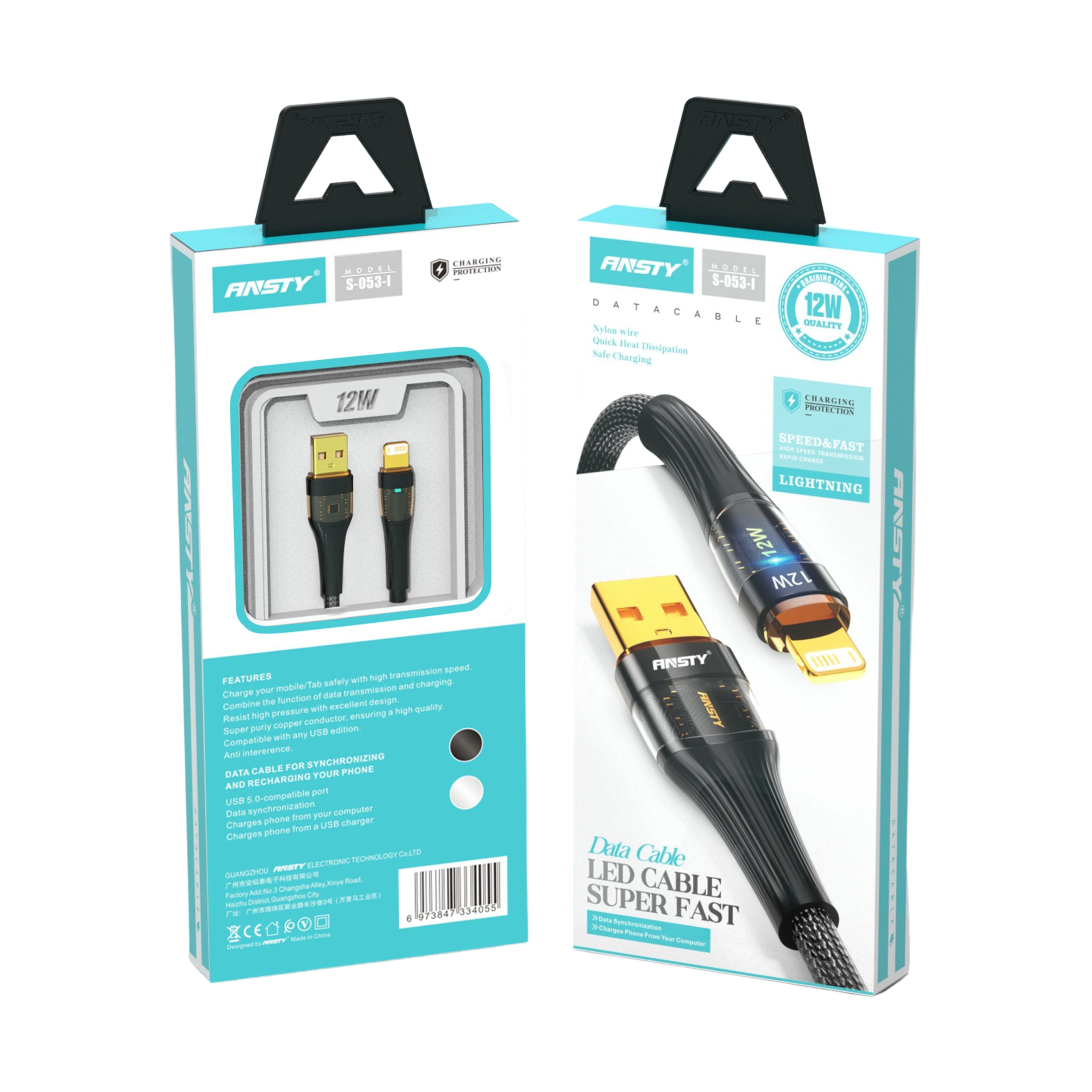 12W Lightning LED Super Fast Cable S-053-I