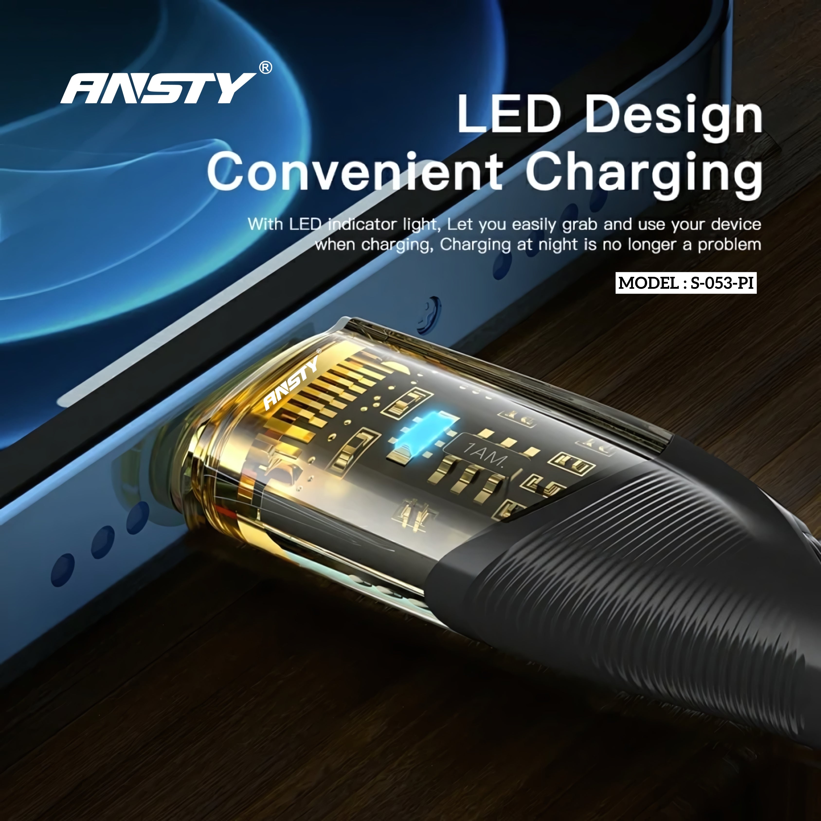 27W Fast Charging LED Type-C to Lightning Cable S-053-PI