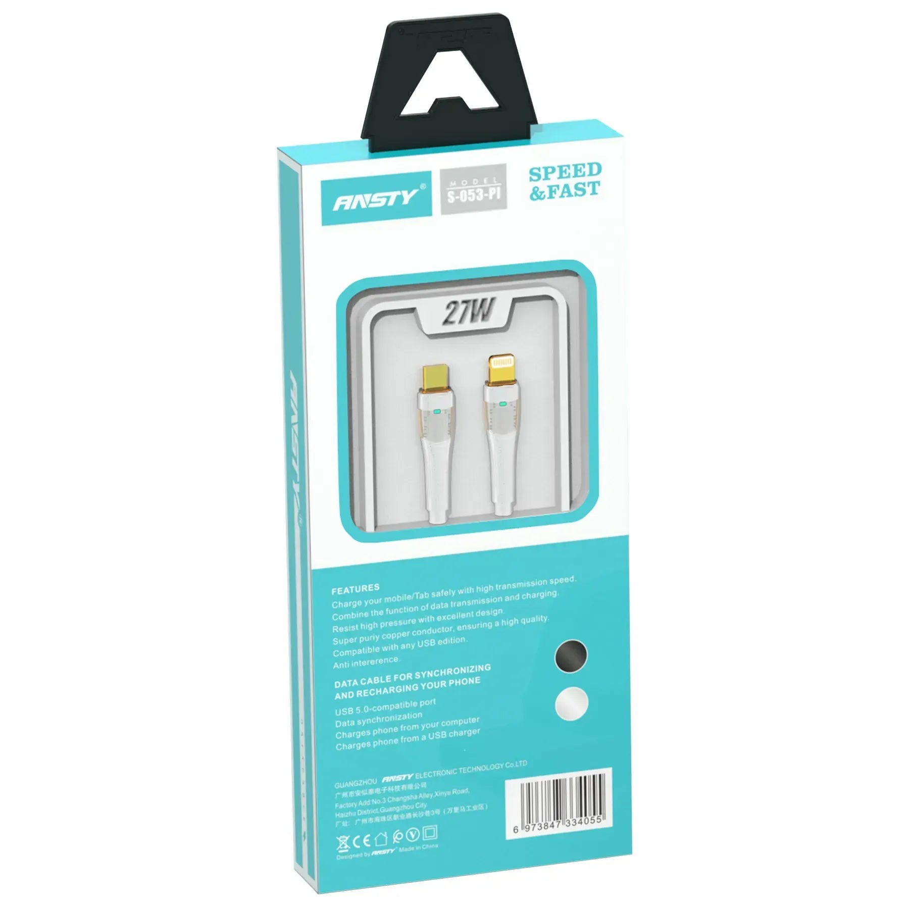 27W Fast Charging LED Type-C to Lightning Cable S-053-PI