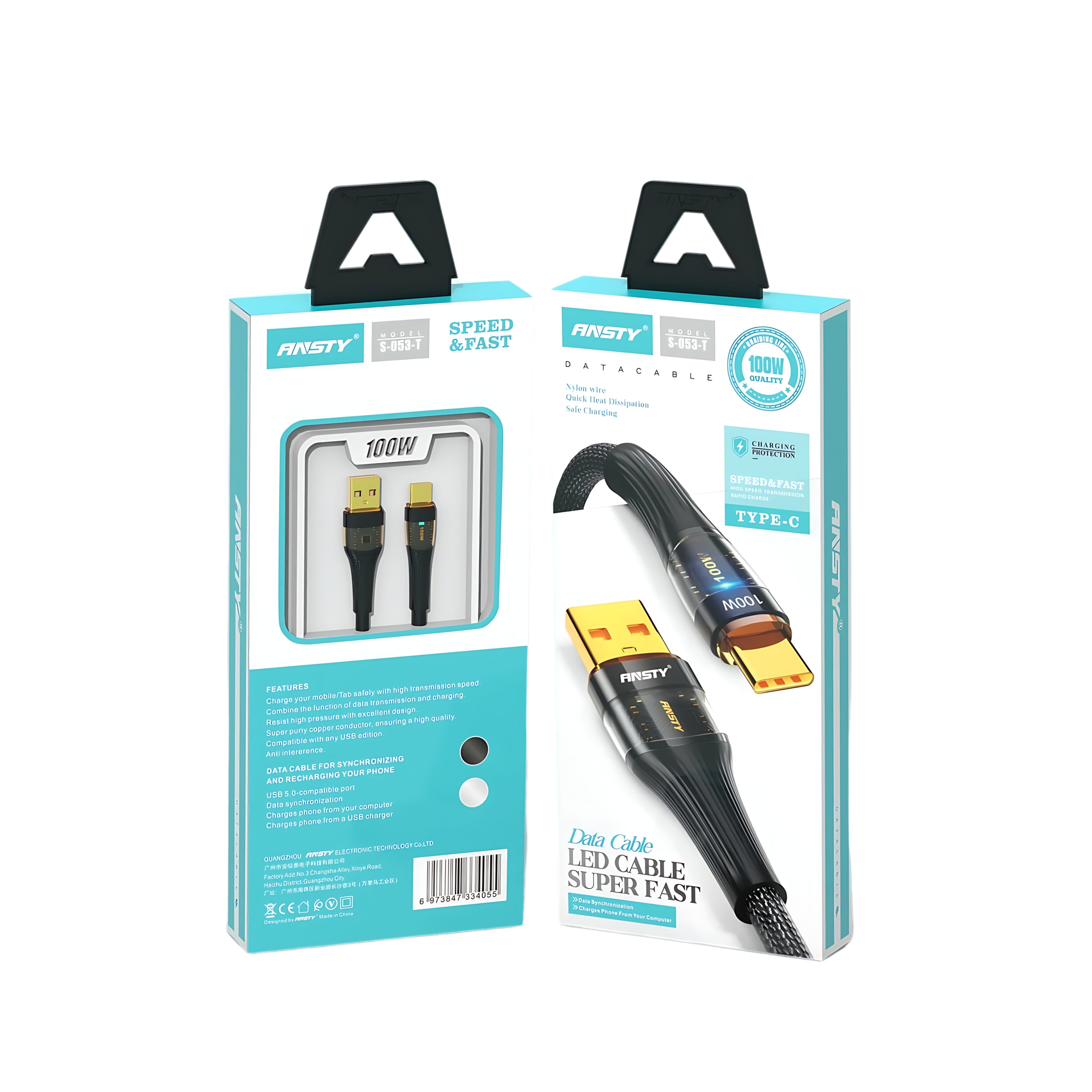 100W Type-C to Type-C Fast Charging LED Cable