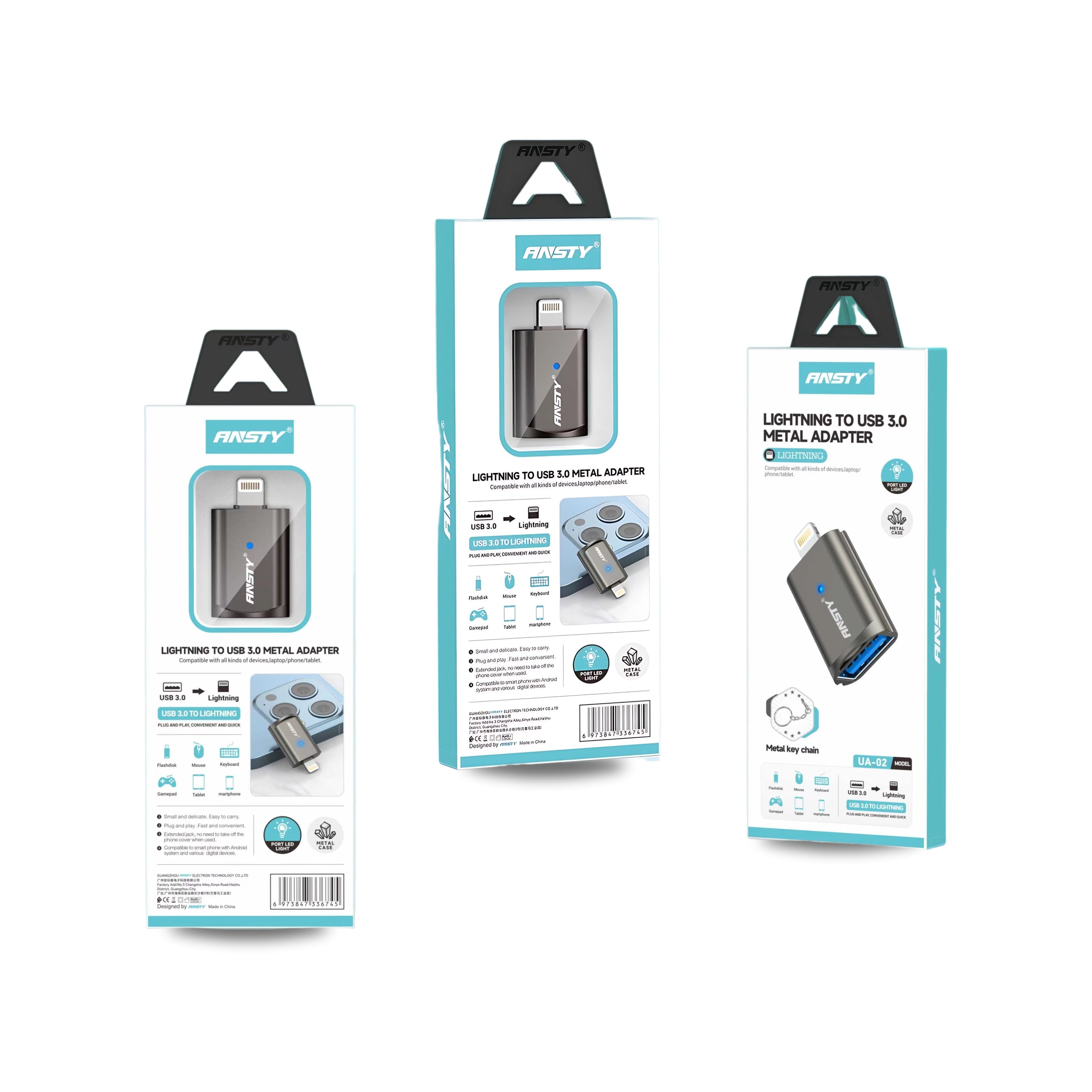 Lightning to USB 3.0 Metal OTG Adapter UA-02
