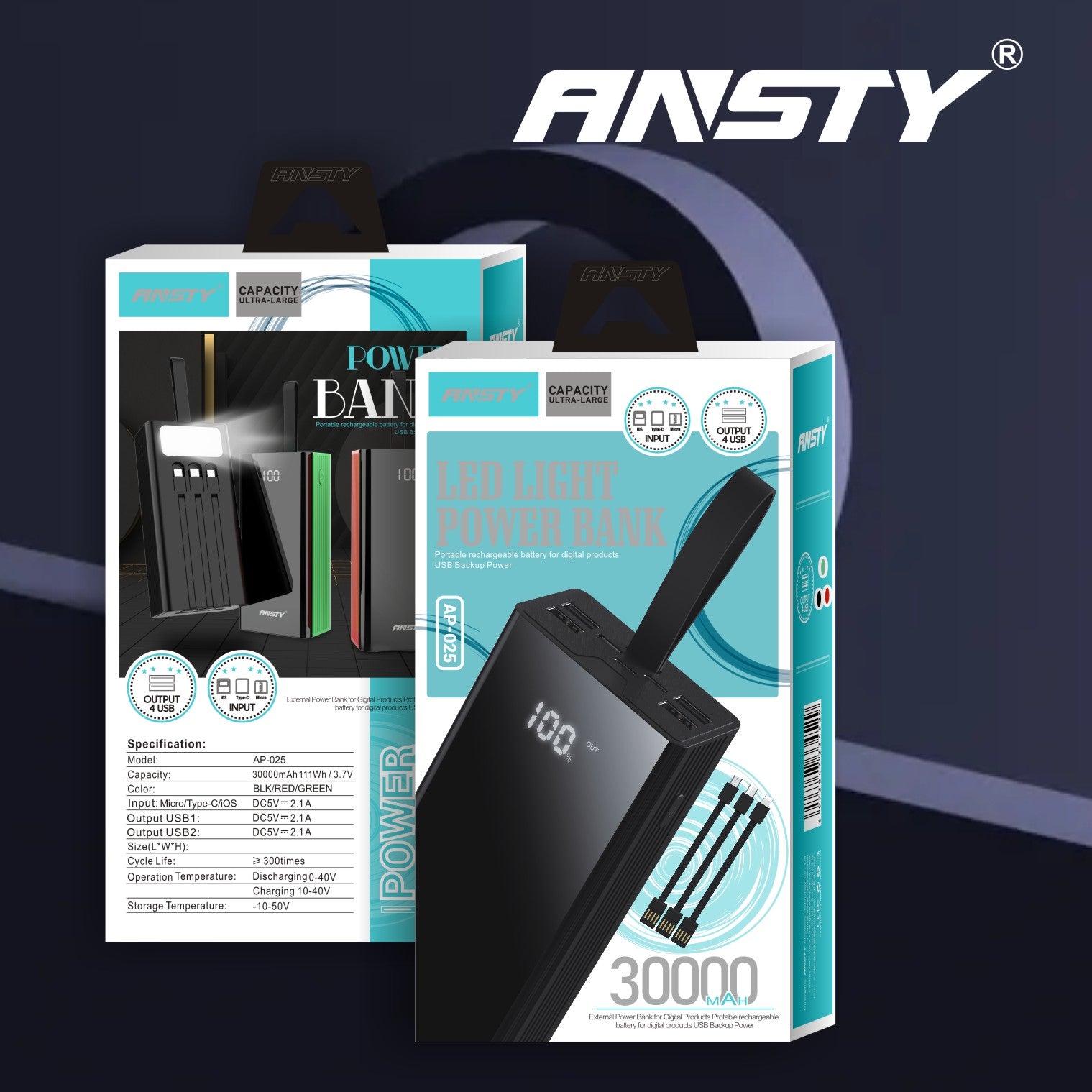 POWER BANK AP-025 (30000mAh)