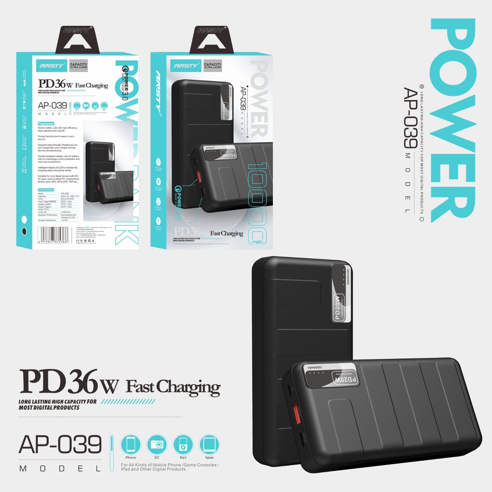 POWER BANK AP-039 PD 36W (10000mAh)