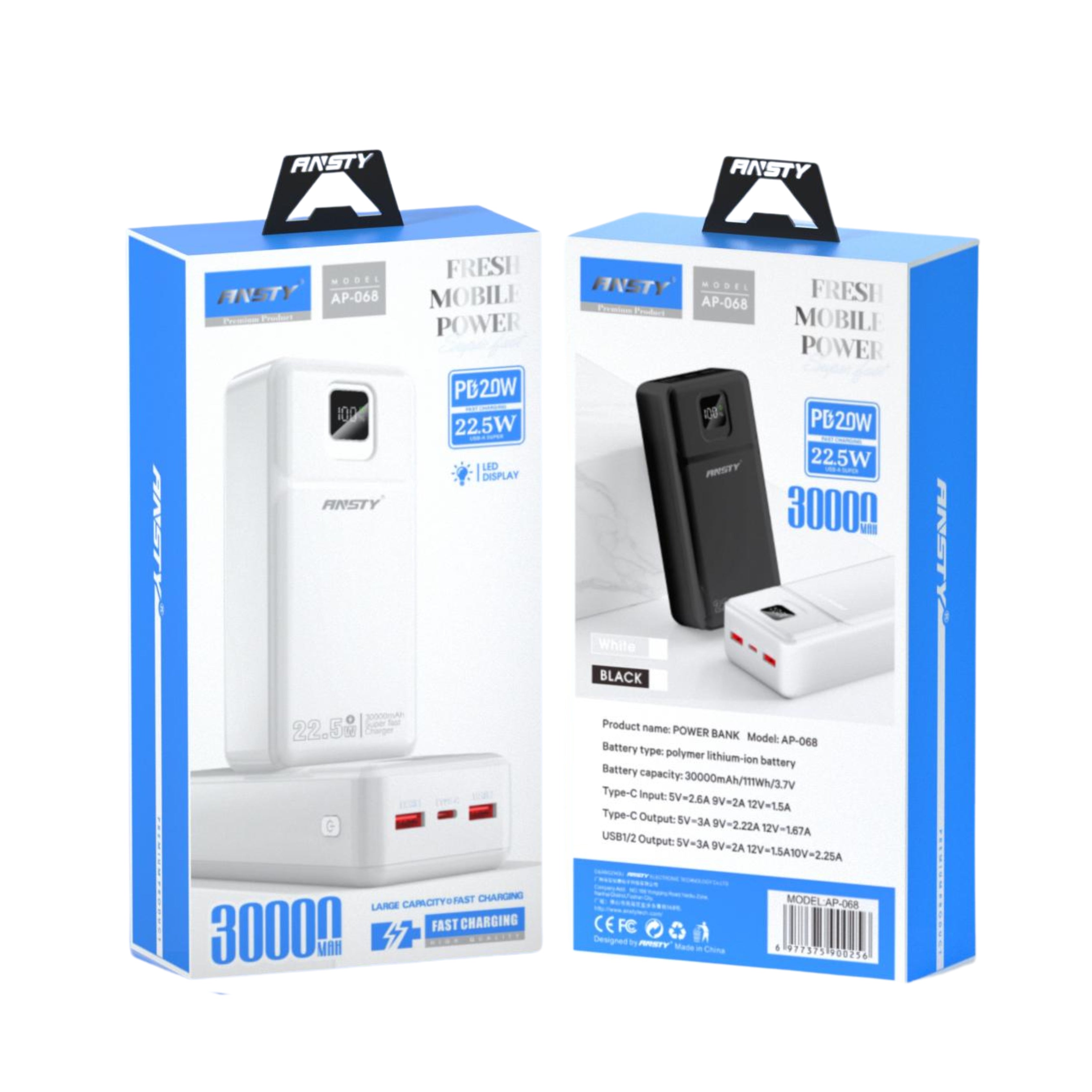 POWER BANK AP-068 (30000mAh) 22.5W | PD 20W