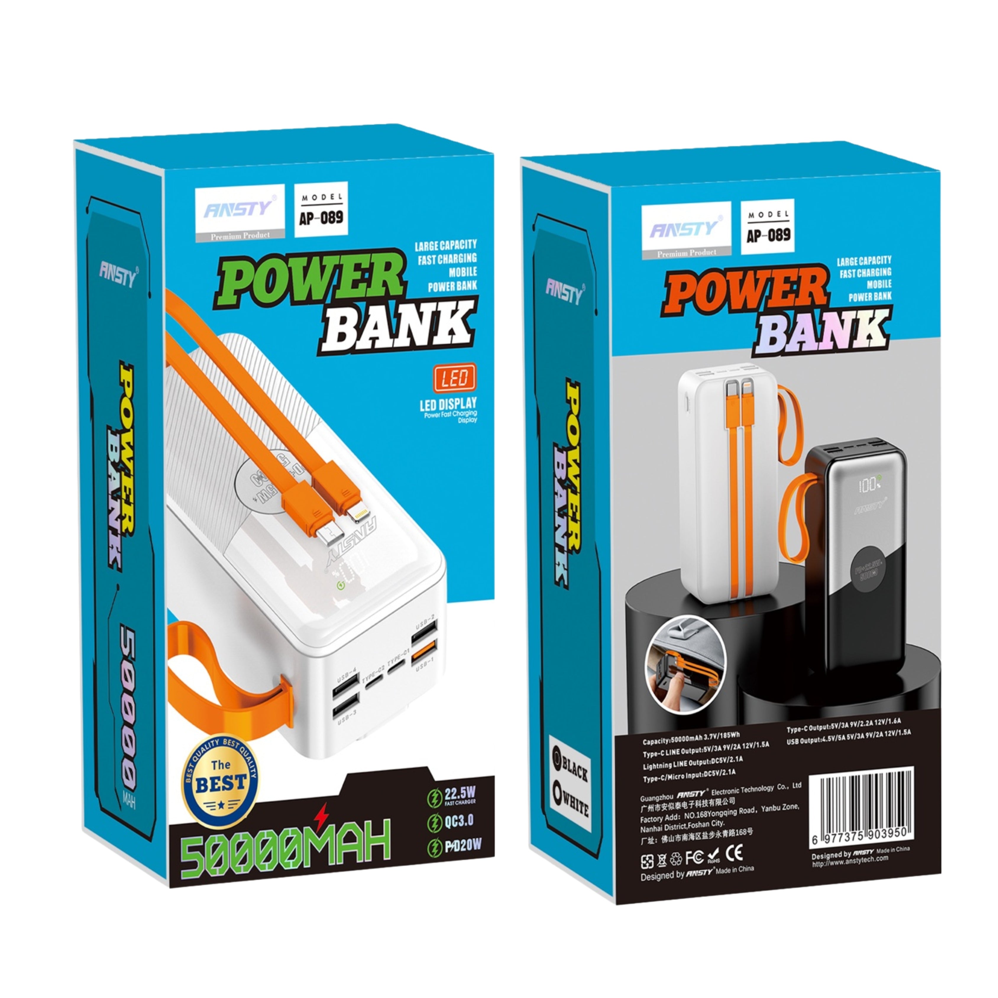 Power Bank AP-089 50000mAh – Ultra High Capacity with Fast Charging
