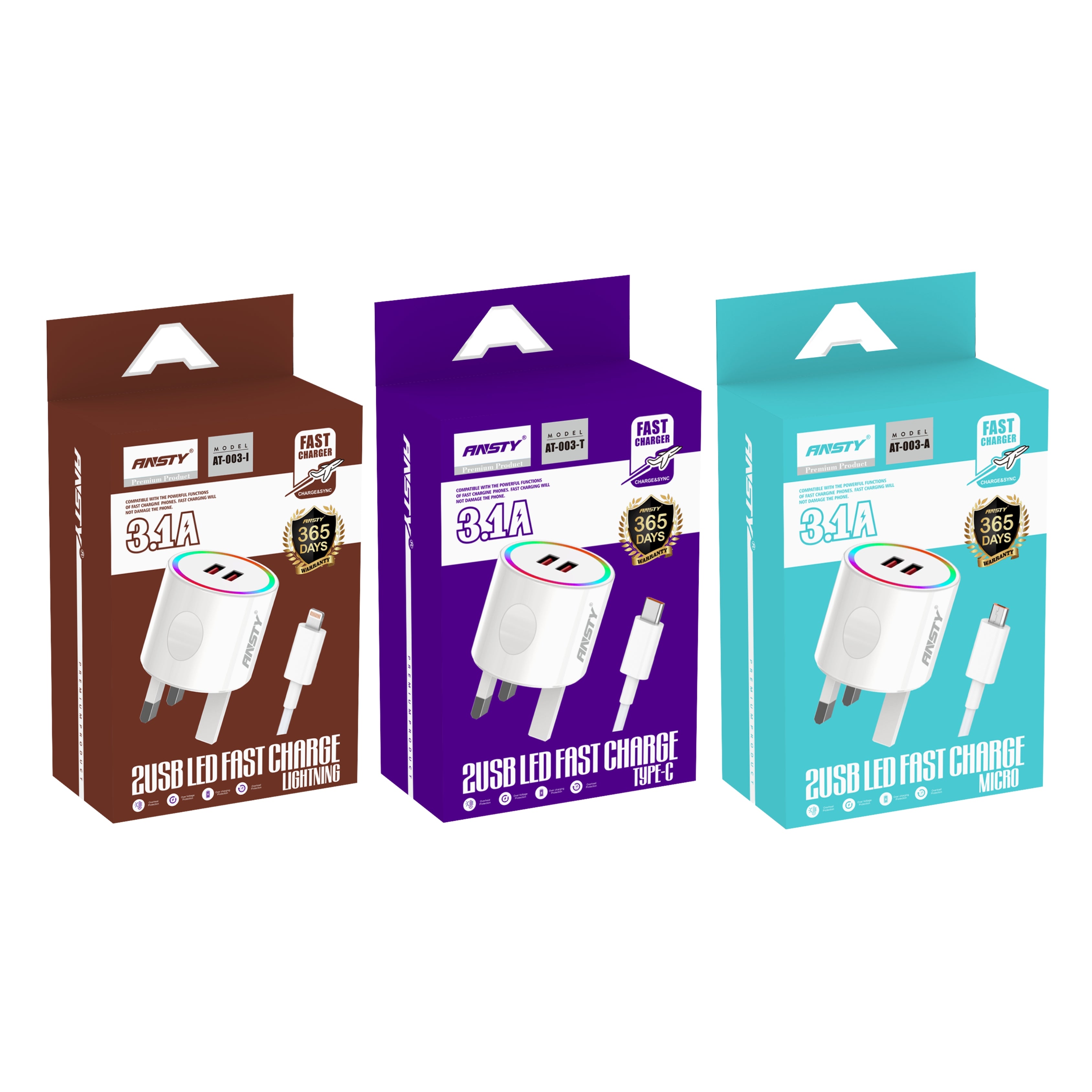 2USB LED Lightning Fast Charger AT-003-I