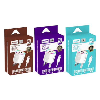 2USB LED Micro Fast Charger AT-003-A