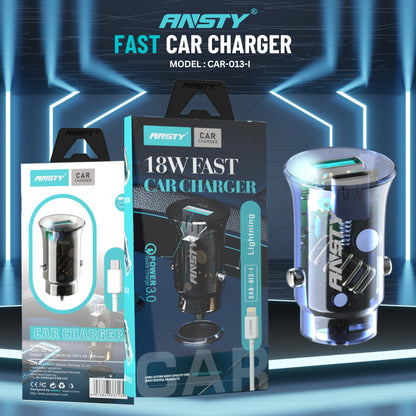 CAR-013-18W Fast Car Charger with Lightning Cable