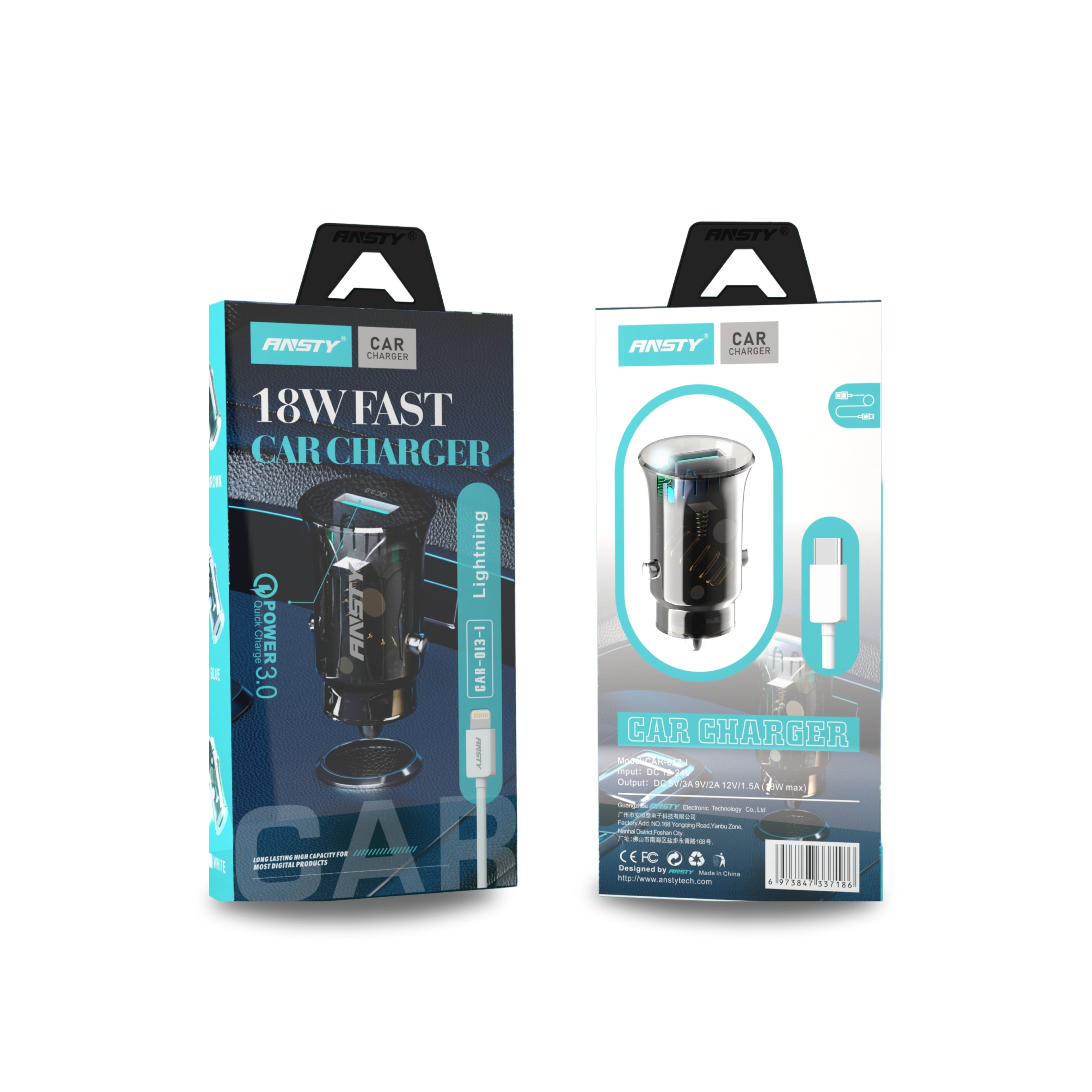 CAR-013-18W Fast Car Charger with Lightning Cable