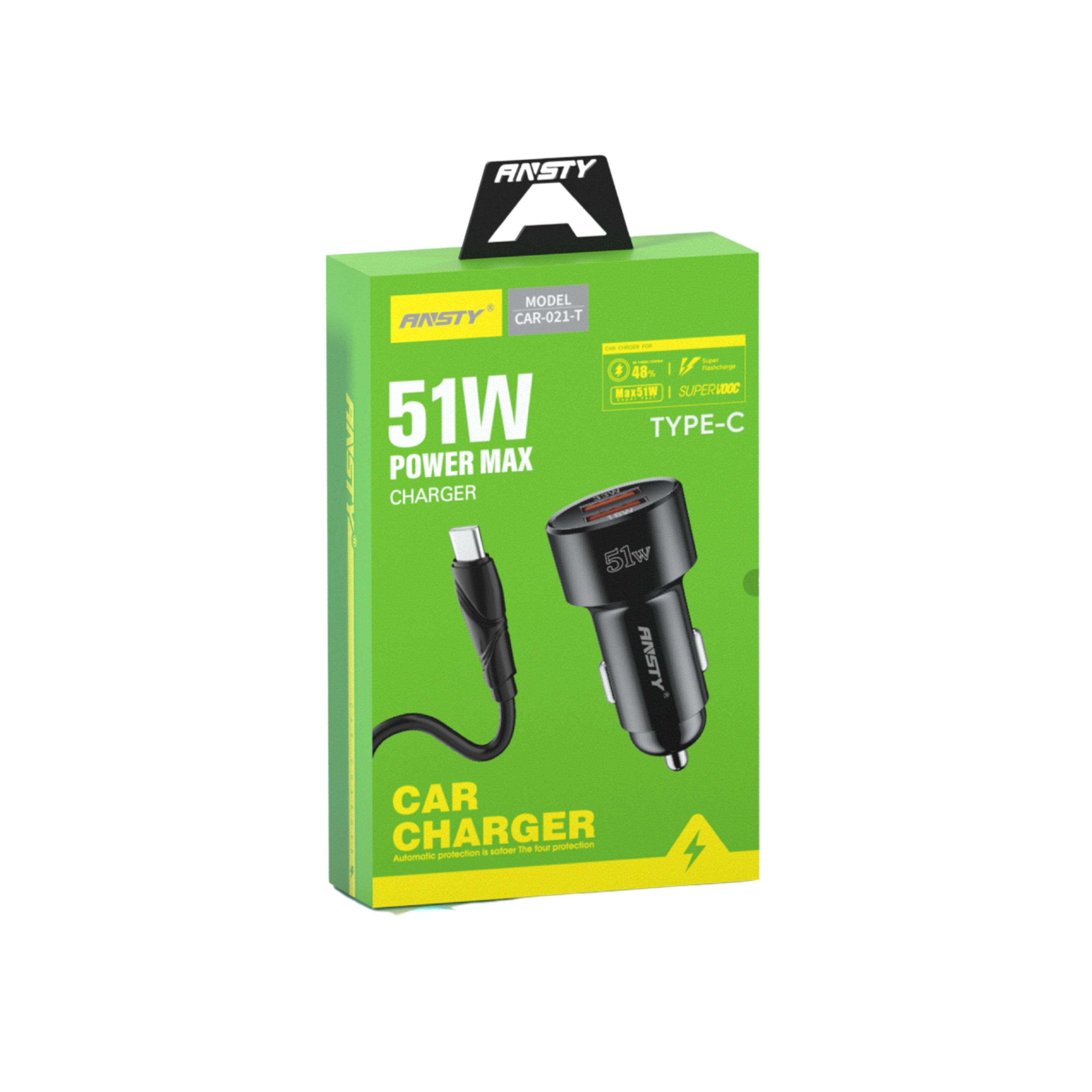 CAR-021-T Type-C Car Charger – 51W Power Max