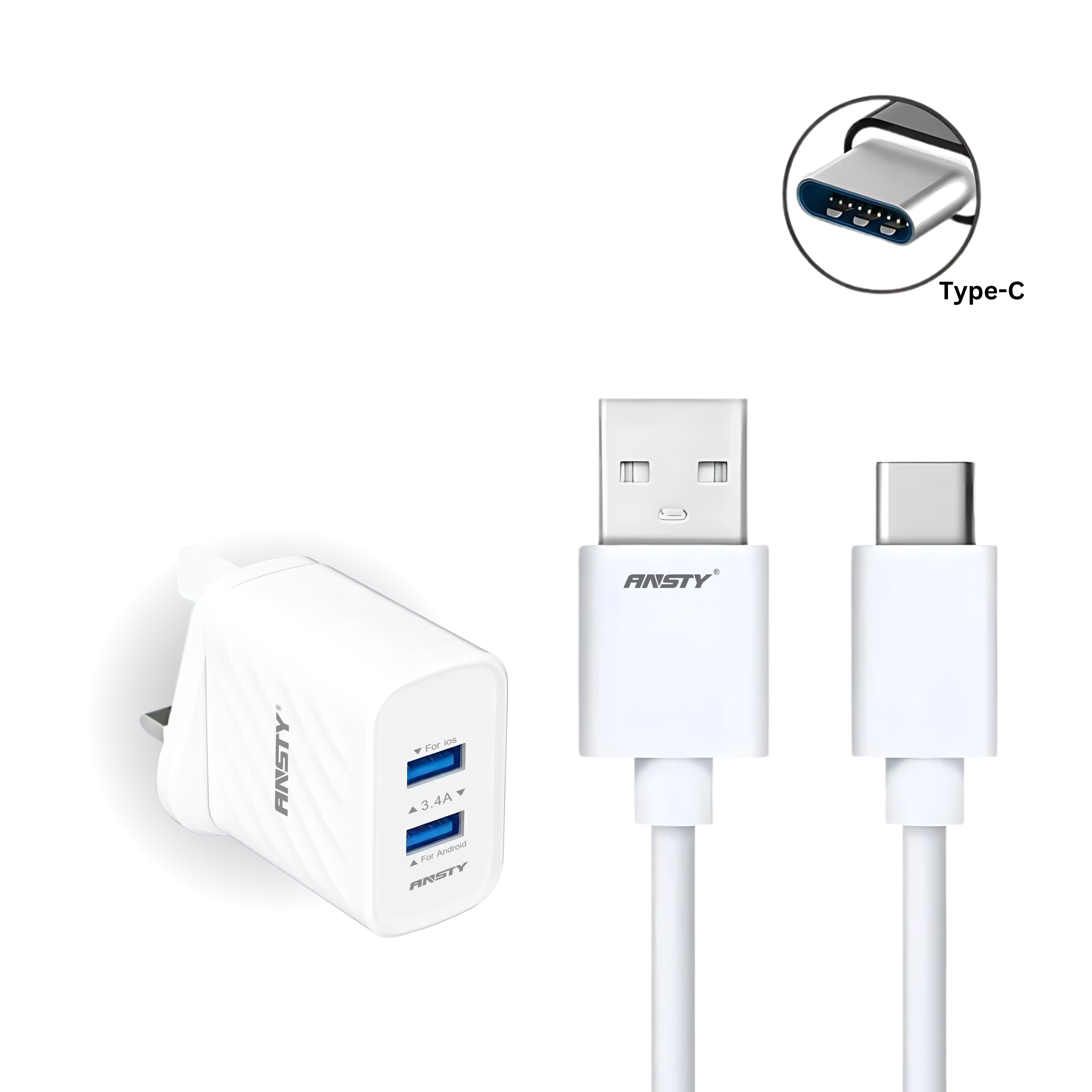 3.4A Travel Home Charging  Type-C Adapter CK-018-T