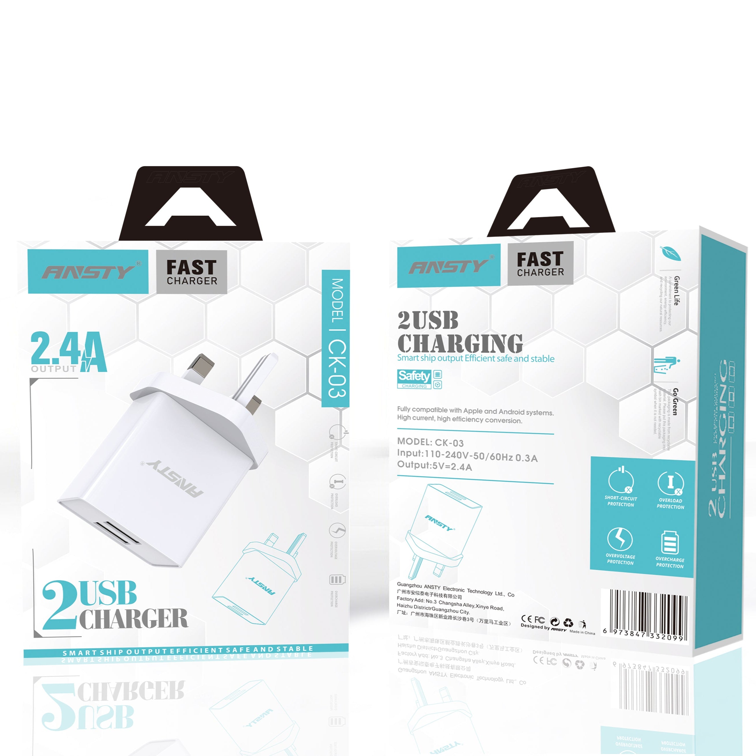 Dual USB Charging Adapter CK-03 – 2.4A Output