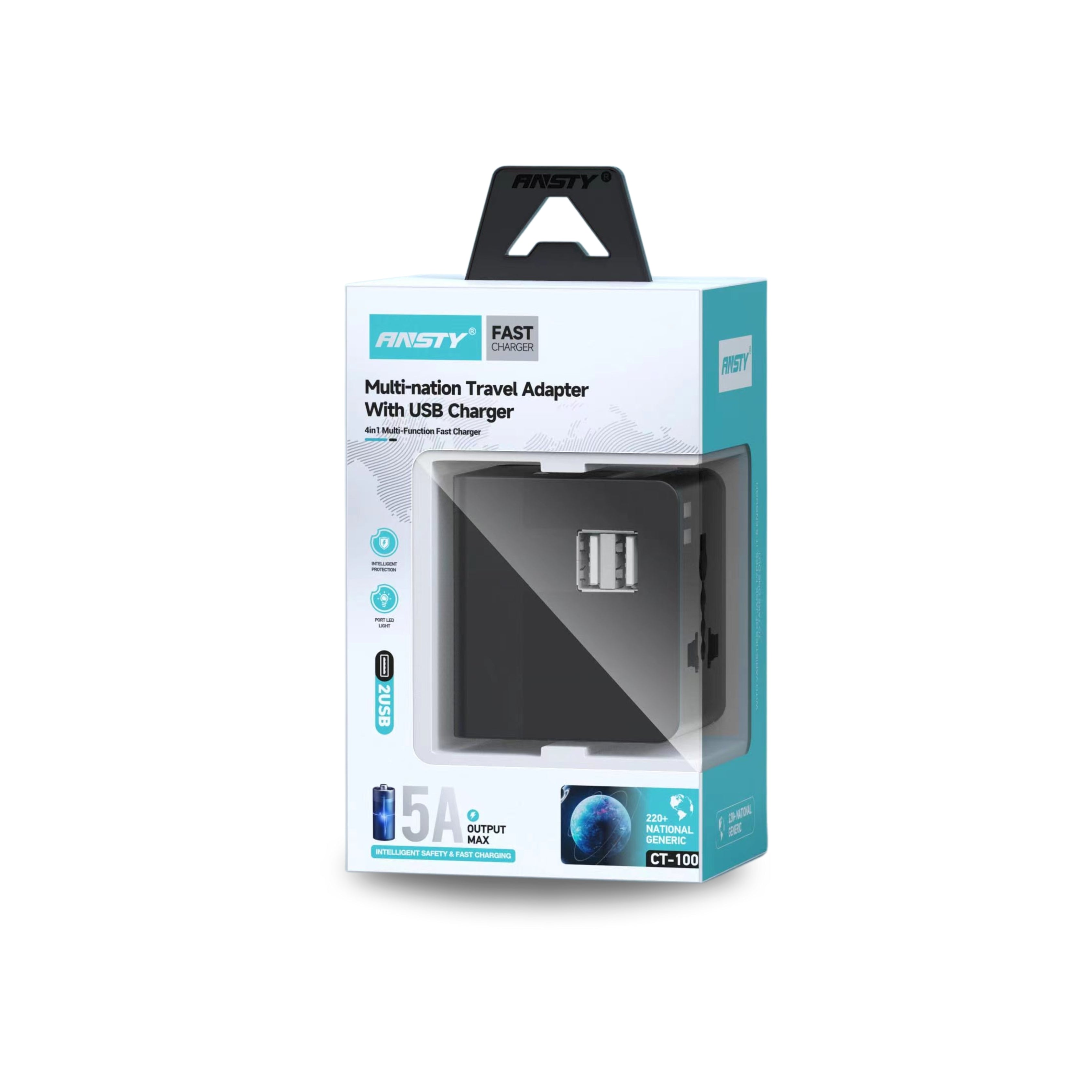 4 in 1 Multi-Nation Travel Adapter With USB Charger CT-100