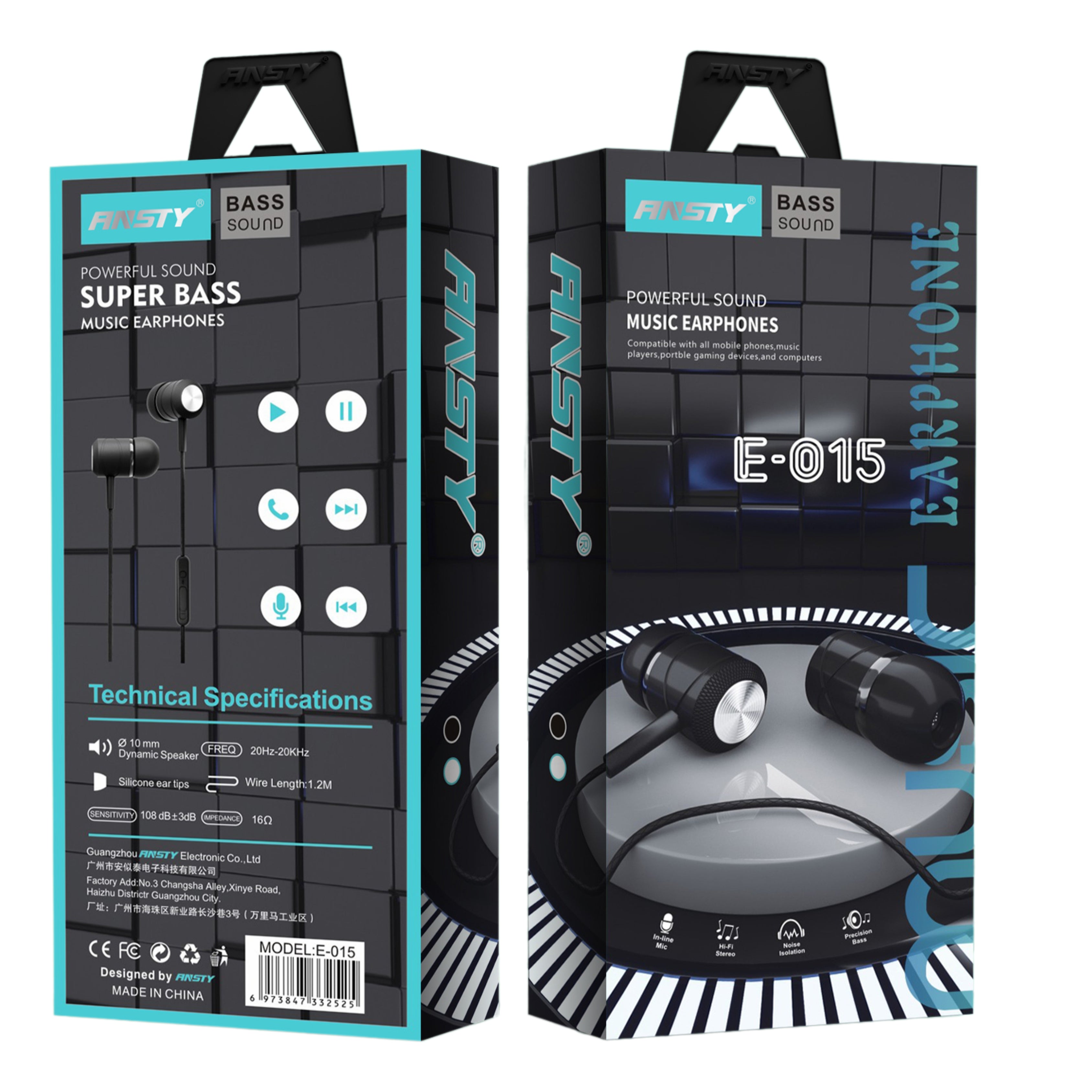 E-015 Extra Bass Music Earphones
