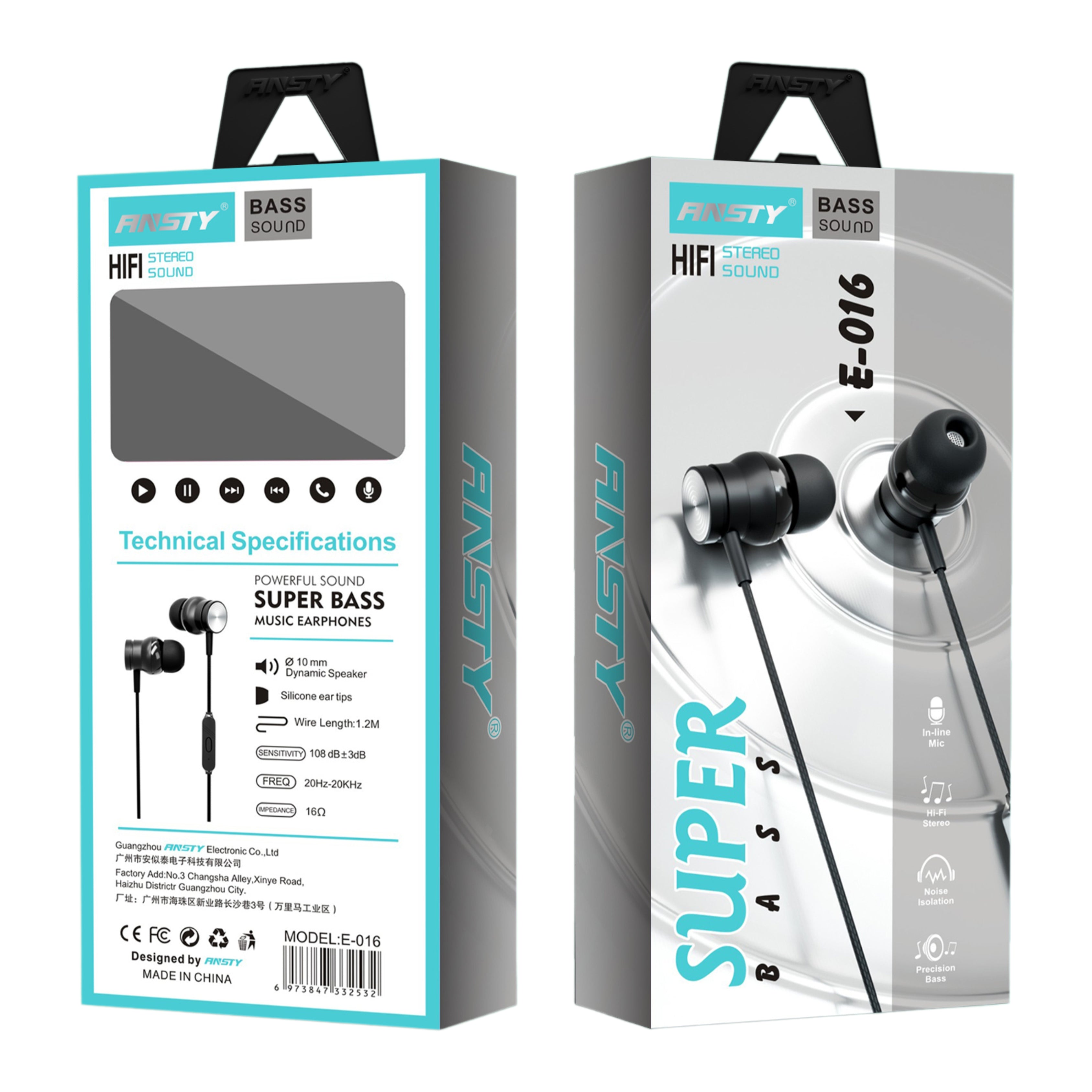 E-016 Extra Bass Music Earphones