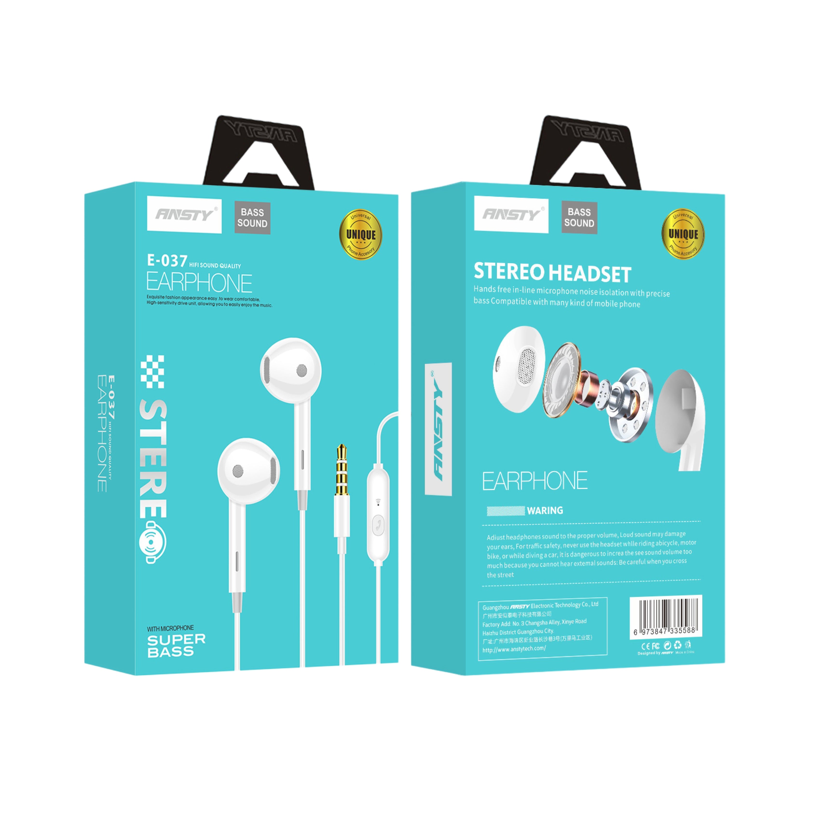 E-037 Stereo Type Wired Earphones