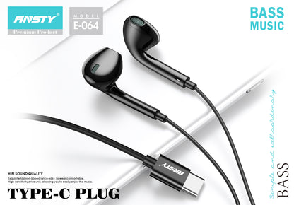 E-064 Type-C Earphones Bass Music