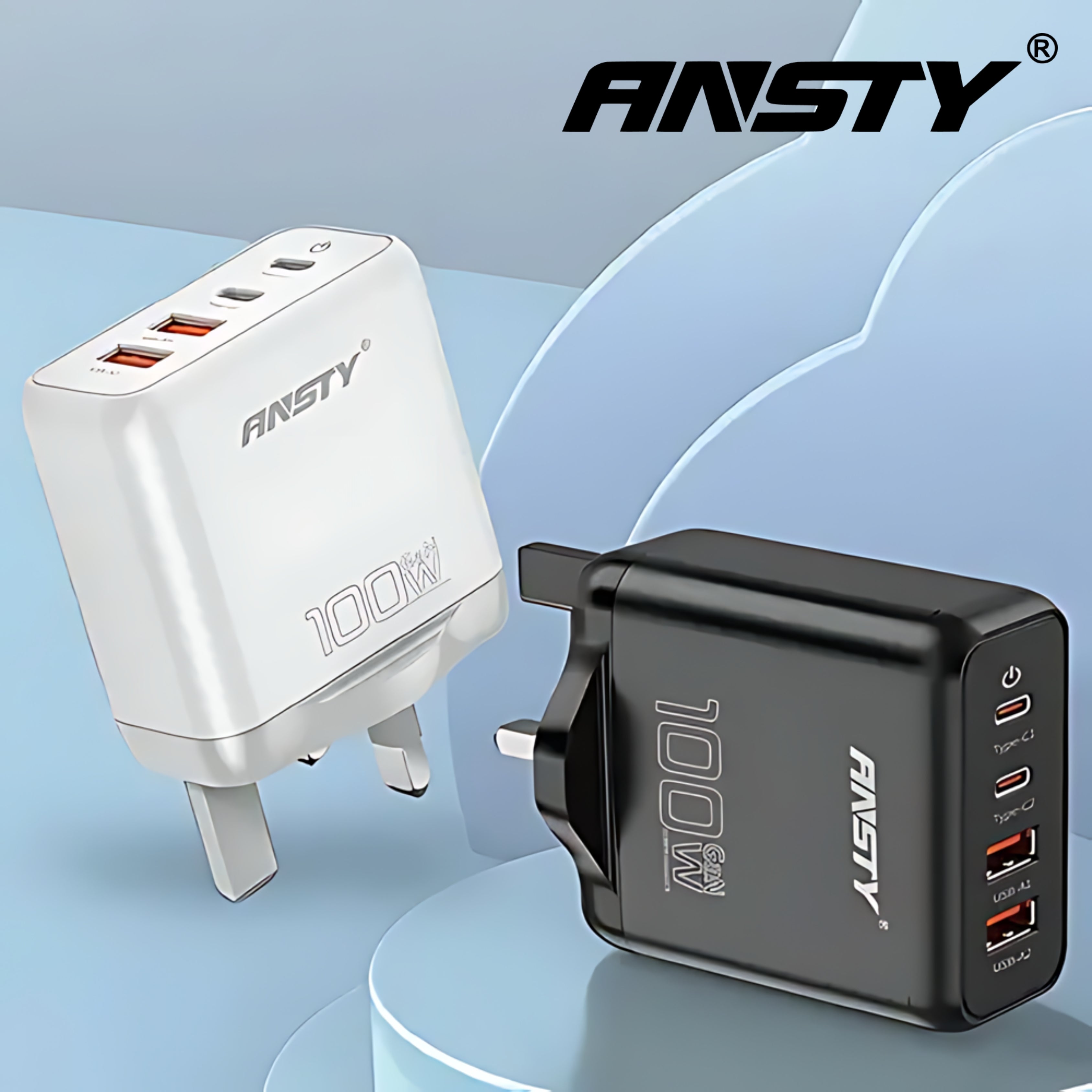 GNK-03-PT 100W GaN Fast Charger – 2 USB-C + 2 USB-A | CN Plug