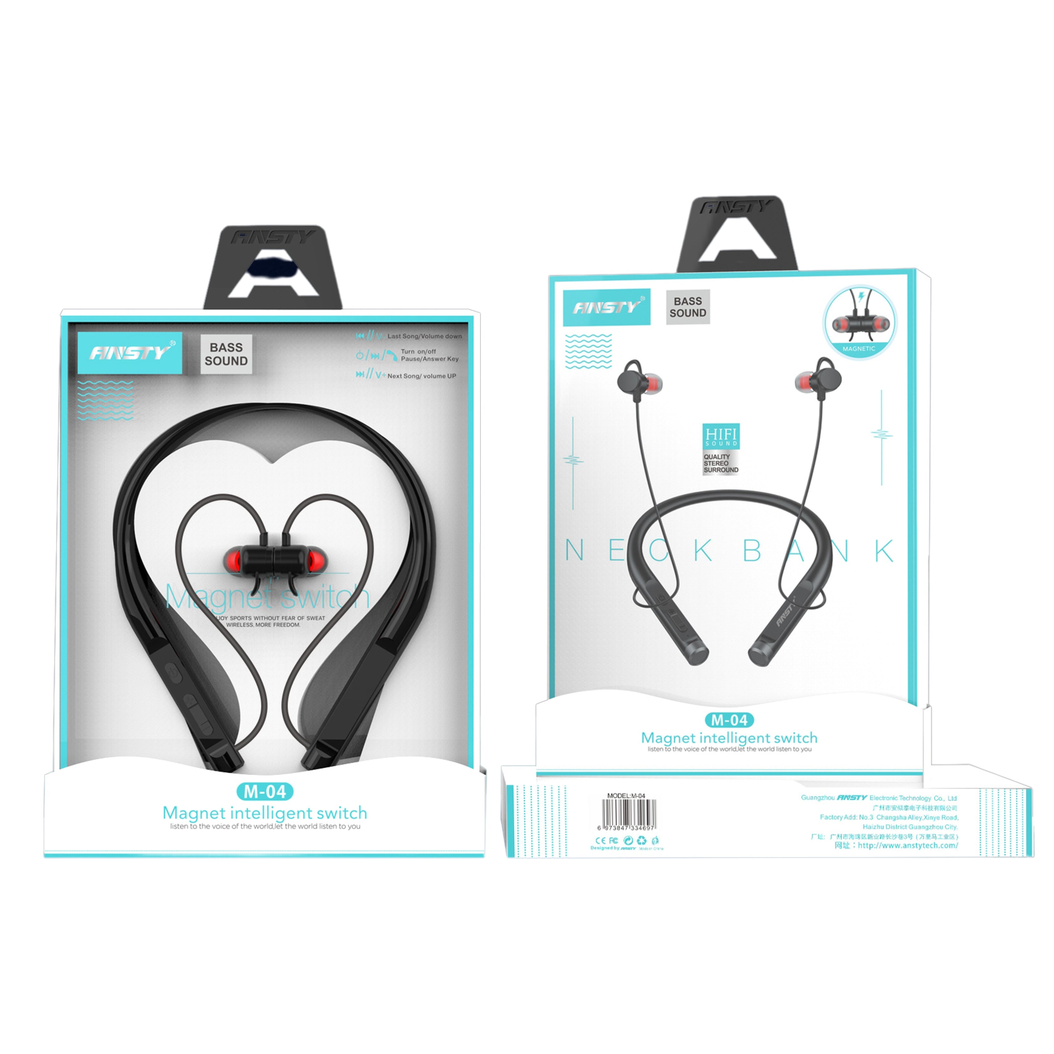 Magnet Bluetooth Sport Neckband Headset M-04