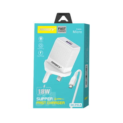 18W Super Fast Charger with Micro USB Cable QK-016-A