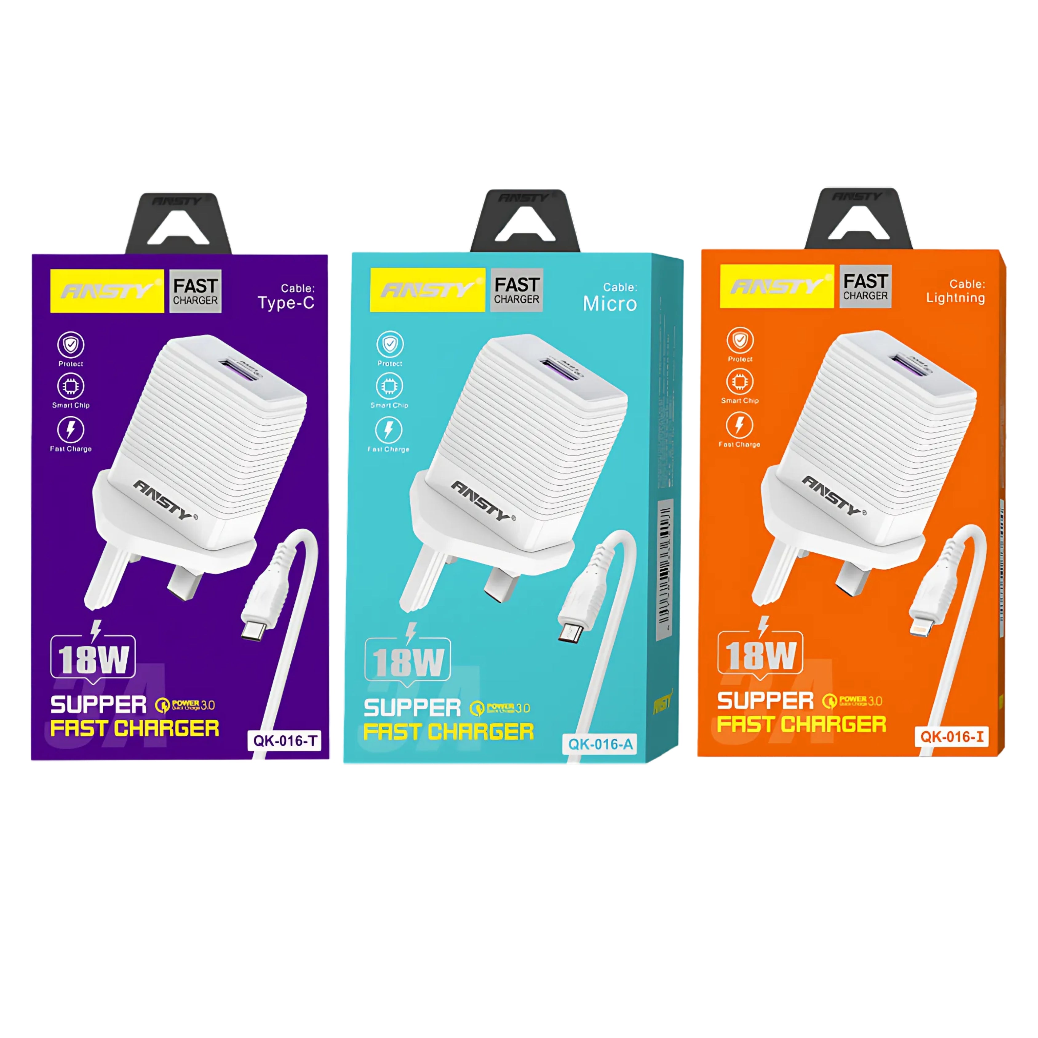 18W Super Fast Charger with Micro USB Cable QK-016-A