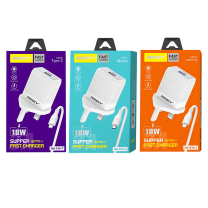 18W Super Fast Charger with Type-C Cable QK-016-T
