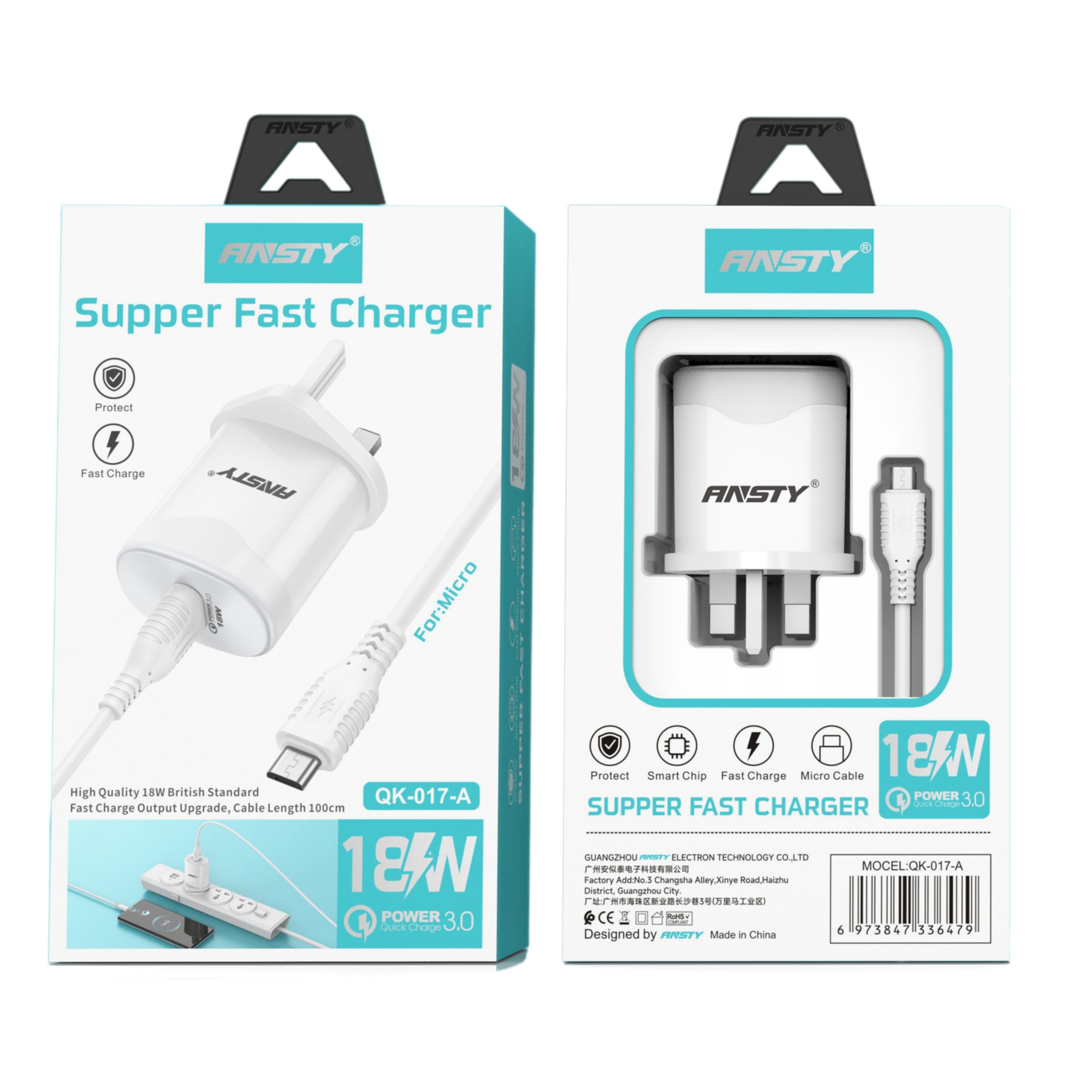 18W Quick Charger with Micro Cable QK-017-A