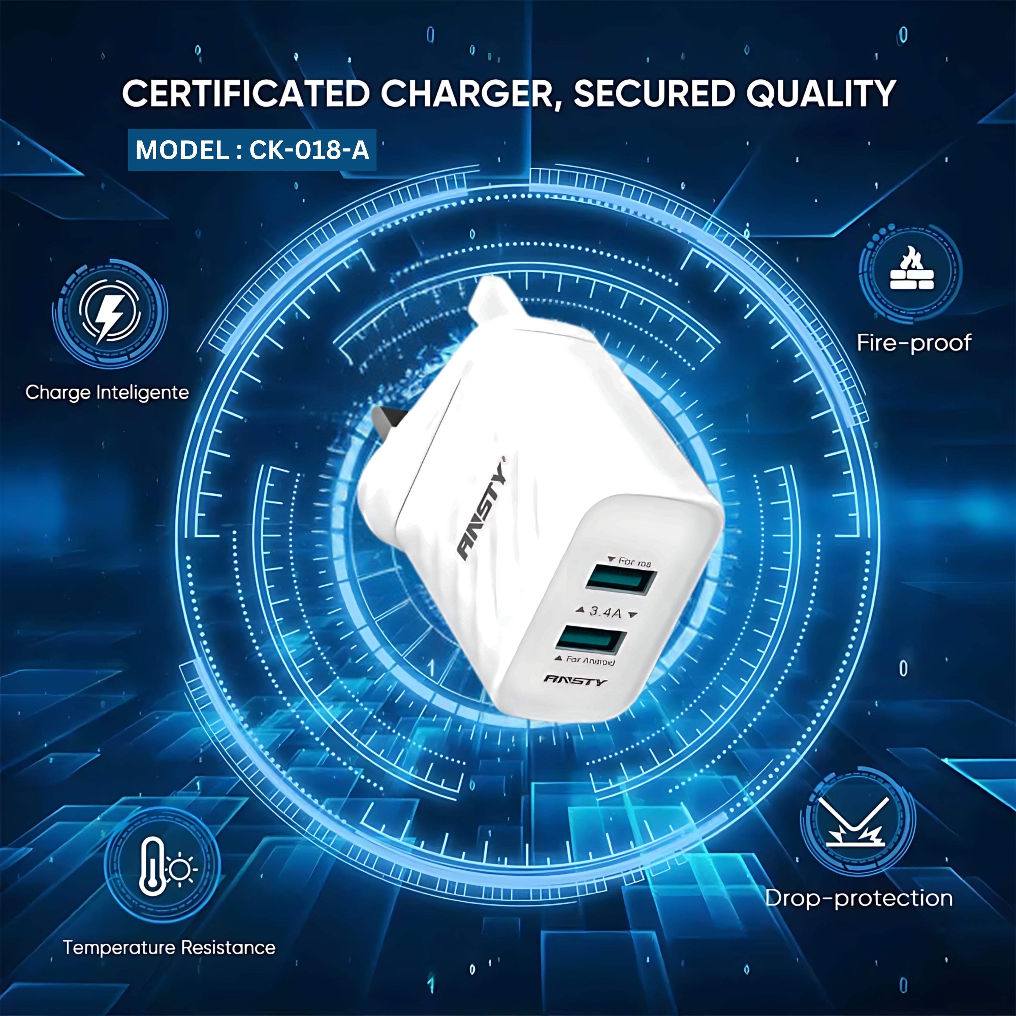 3.4A Travel Home Charging Adapter For Micro CK-018-A