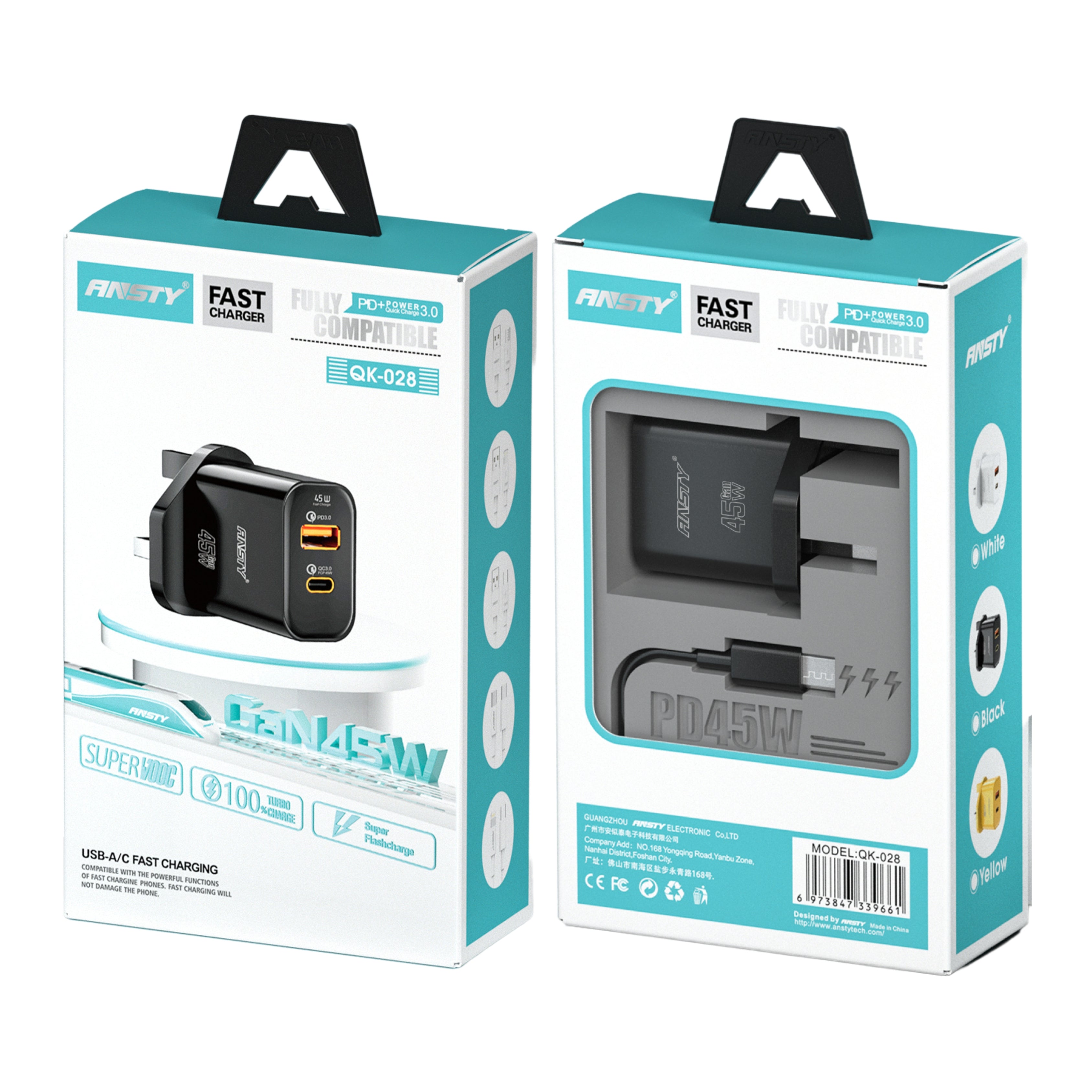 PD GaN 45W Micro Fast Charger QK-028-A