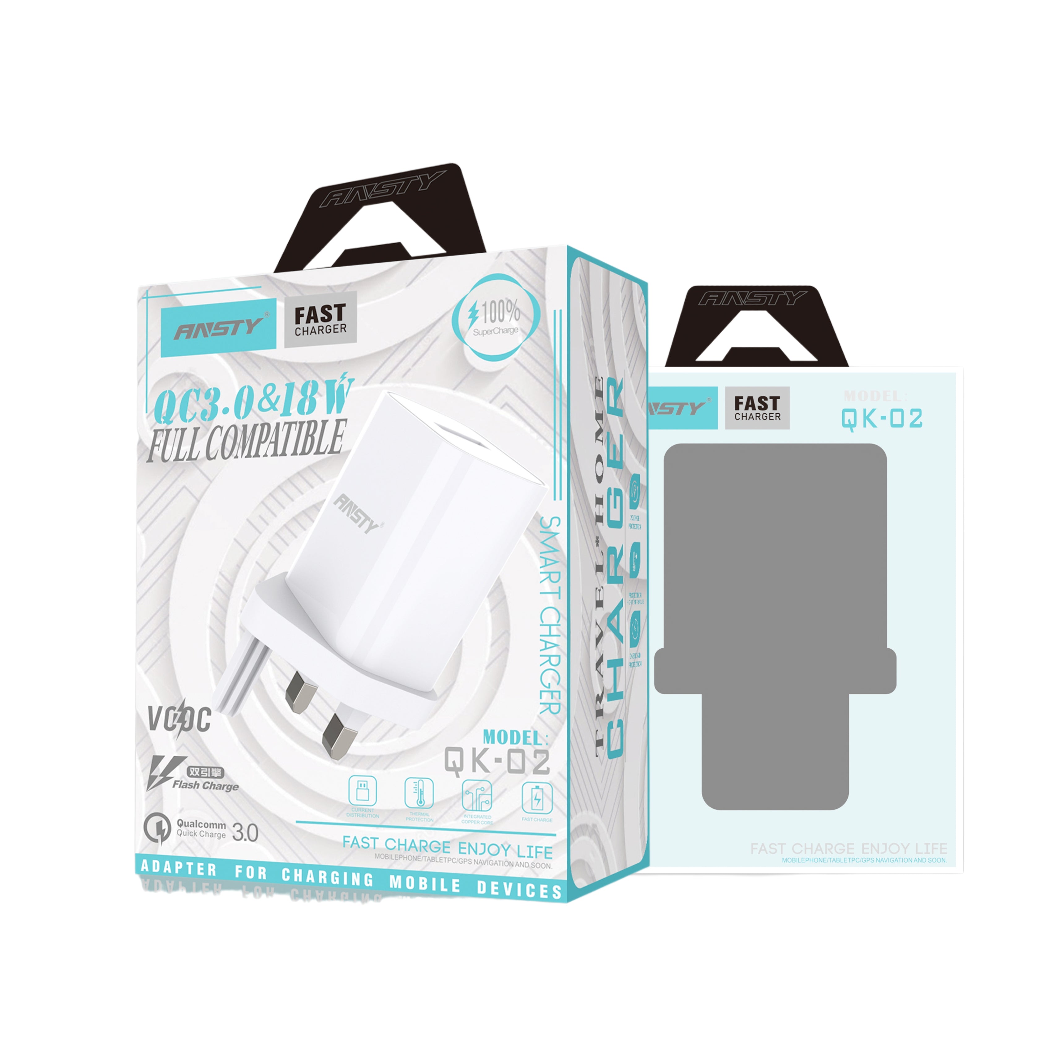 QC 3.0 & 18W Smart Charger Adapter QK-02