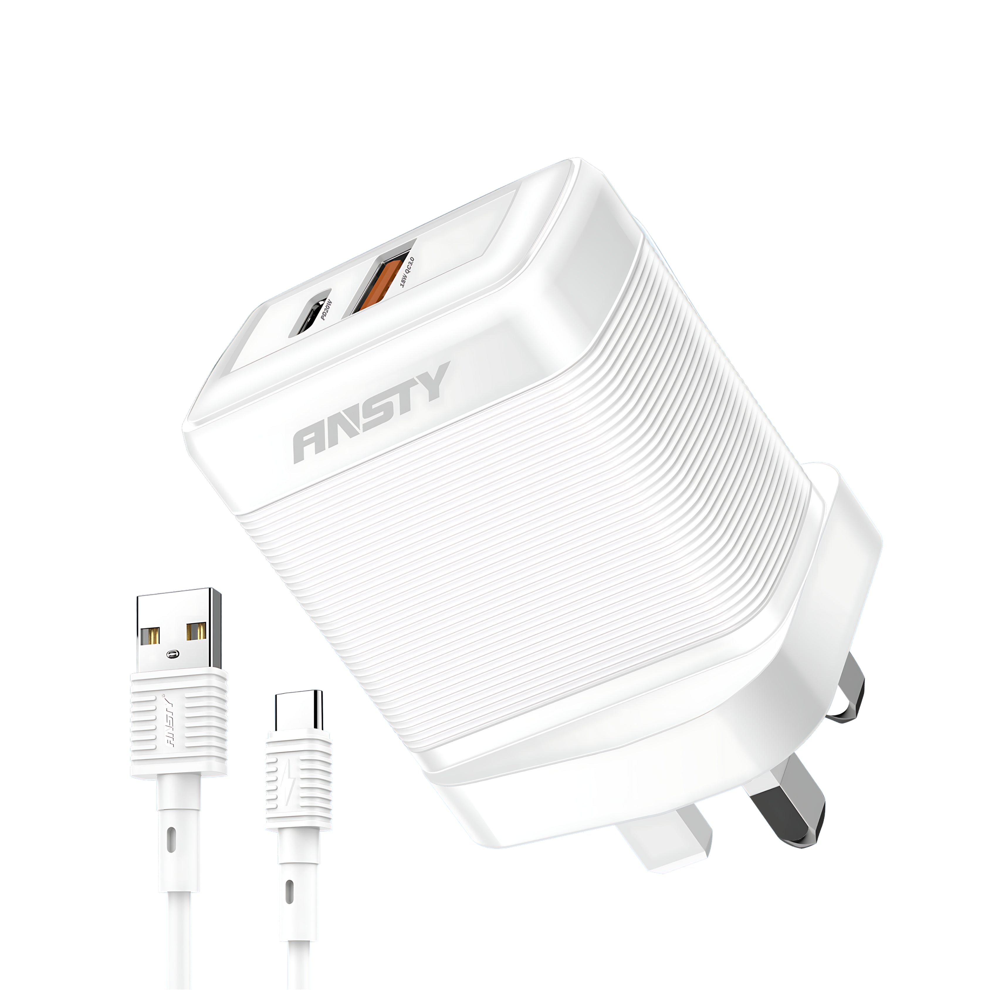 PD 20W + 18W Charging Adapter with Type-C to Type-C Cable QK-08-PT