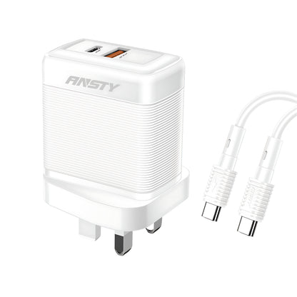 PD 20W + 18W Charging Adapter with Type-C to Type-C Cable QK-08-PT