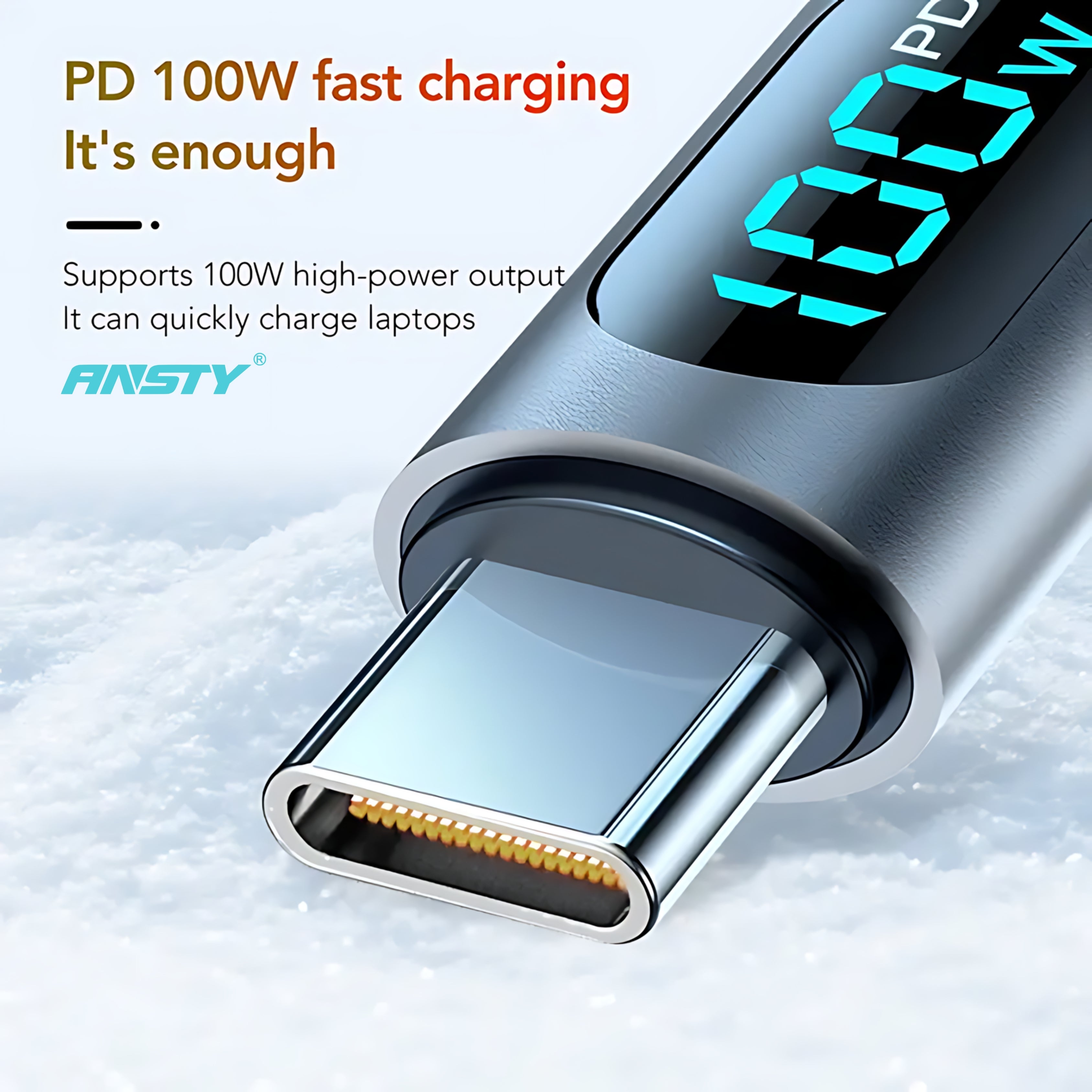 Type-C to Type-C 100W LED Display Fast Charging Cable S-027